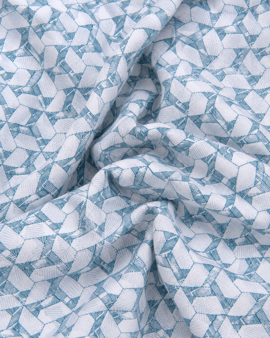 Cochin Cotton Aqua Geometric Printed Cotton Shirt