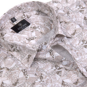 Cochin Cotton Beige Abstract Mosaic Printed Cotton Shirt