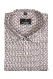 Cochin Cotton Beige Geometric Printed Cotton Shirt
