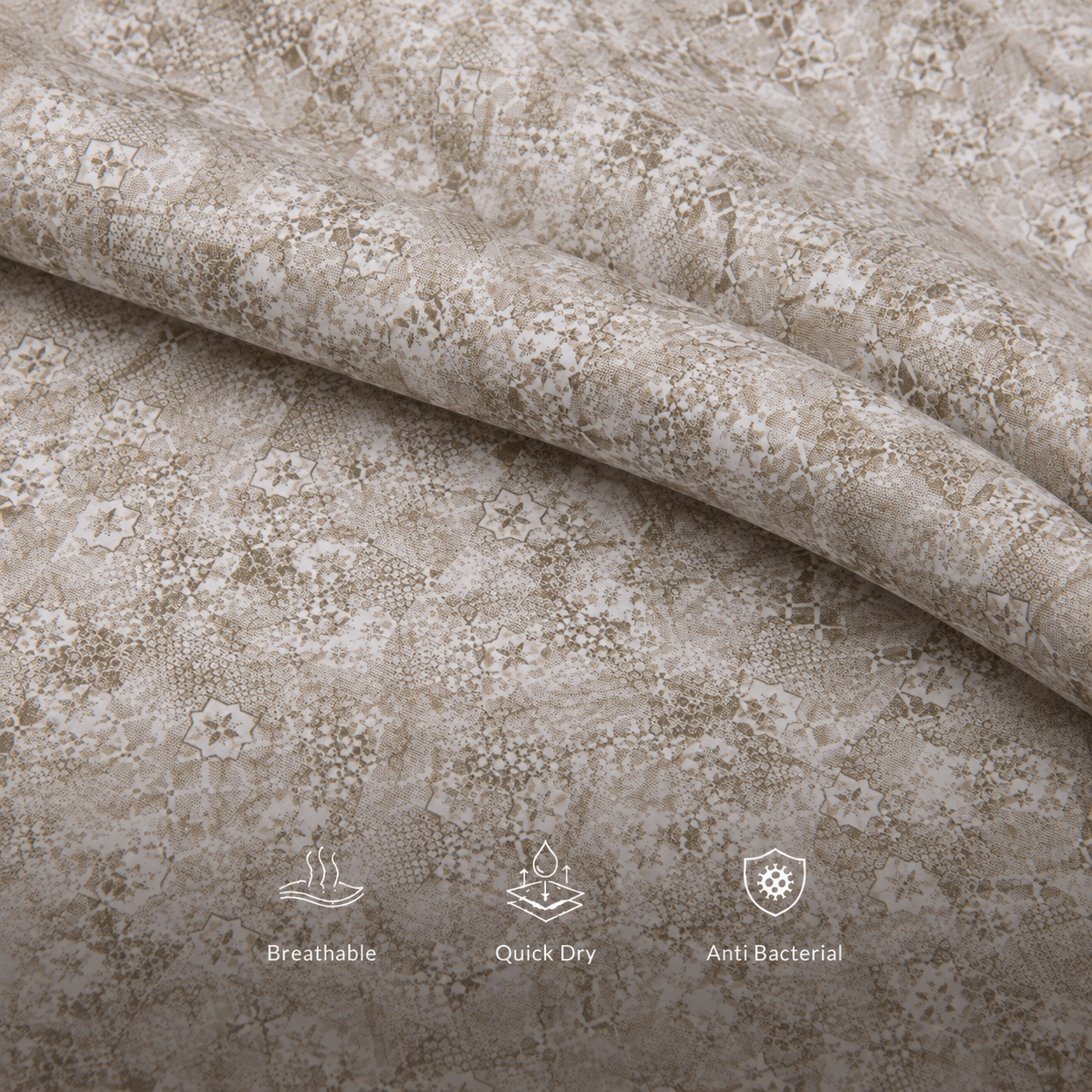 Cochin Cotton Beige Mosaic Printed Cotton Shirt
