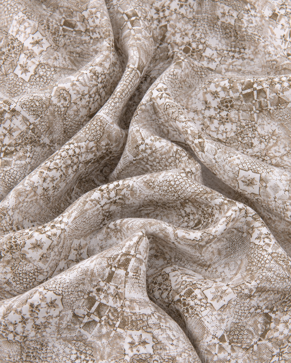 Cochin Cotton Beige Mosaic Printed Cotton Shirt
