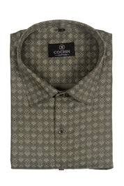 Cochin Cotton Charcoal Geometric Printed Cotton Shirt