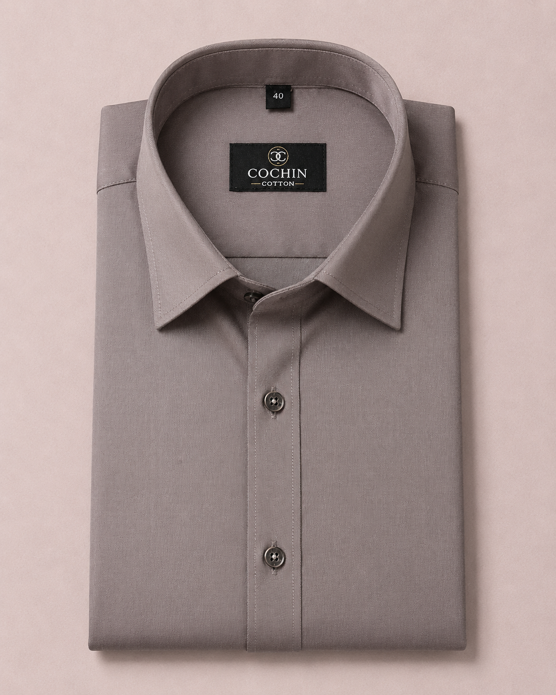 Cochin Cotton Solid Taupe Grey Satin Shirt