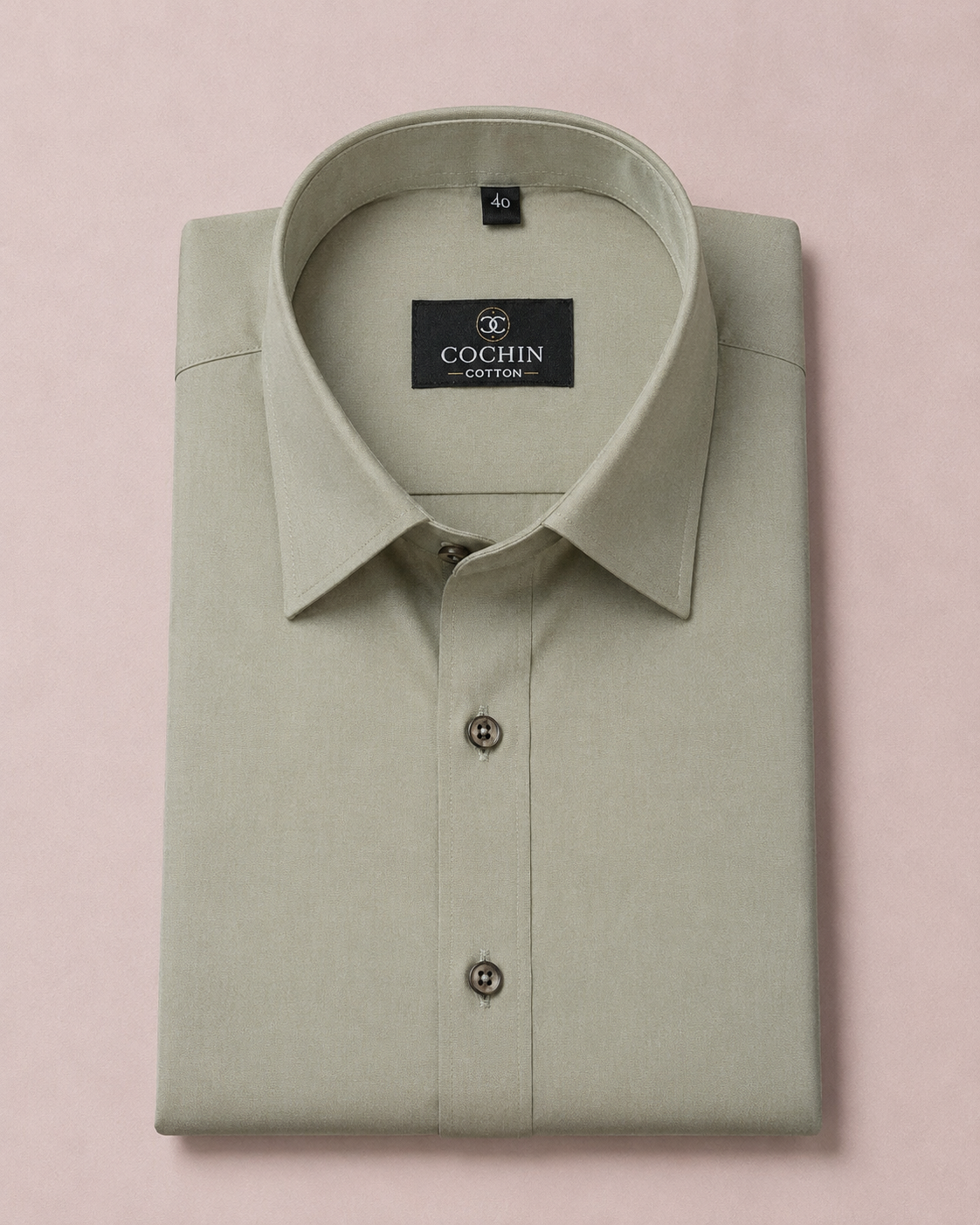 Cochin Cotton Solid Sage Green Satin Shirt