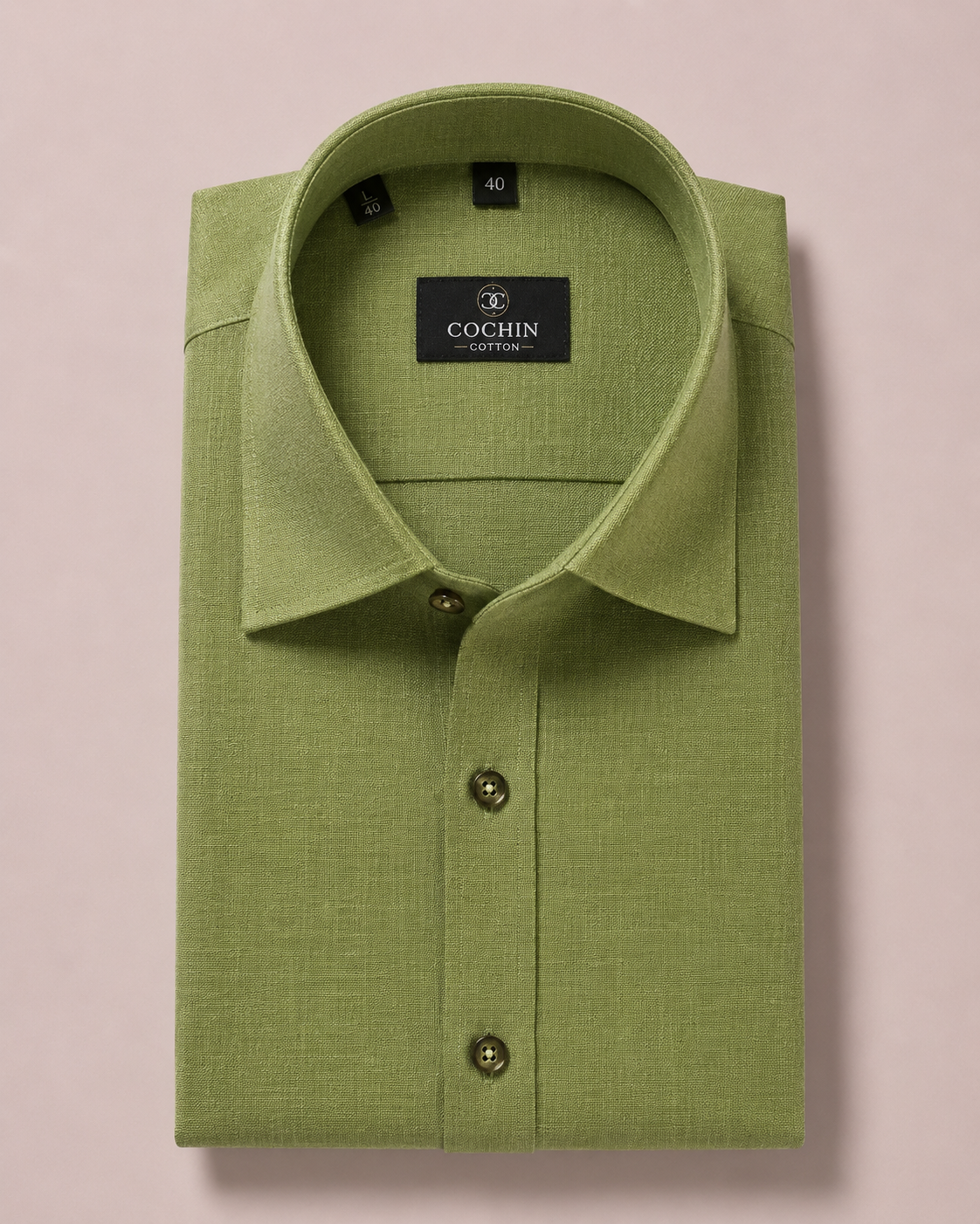 Cochin Cotton Classic Olive Green Linen Shirt