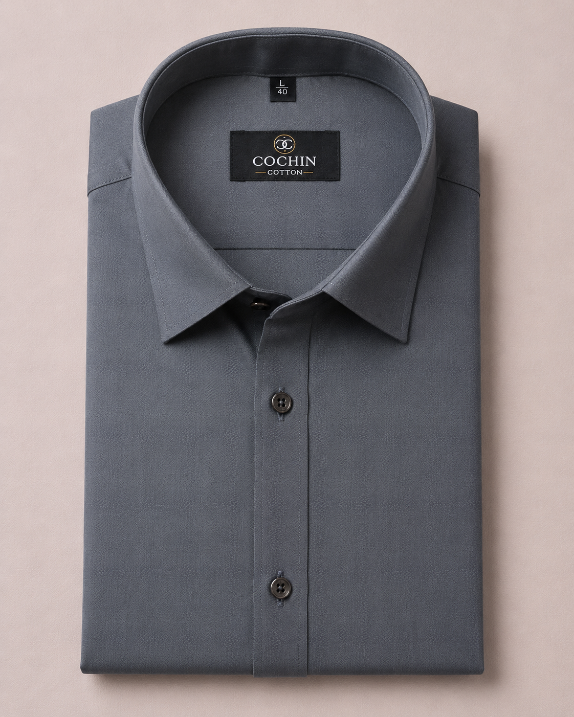 Cochin Cotton Solid Slate Grey Satin Shirt