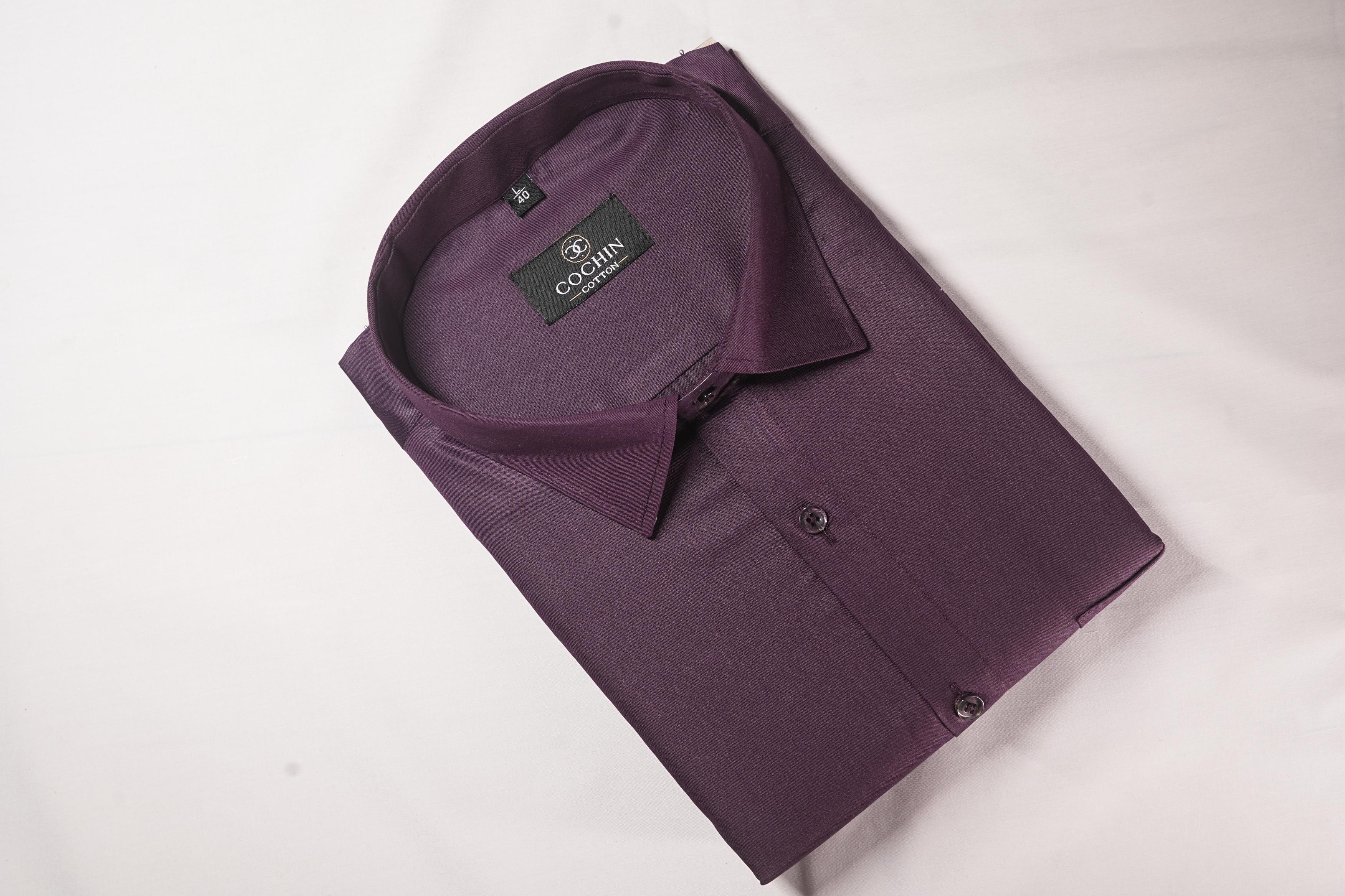 Cochin Cotton Solid Deep Plum Formal Shirt