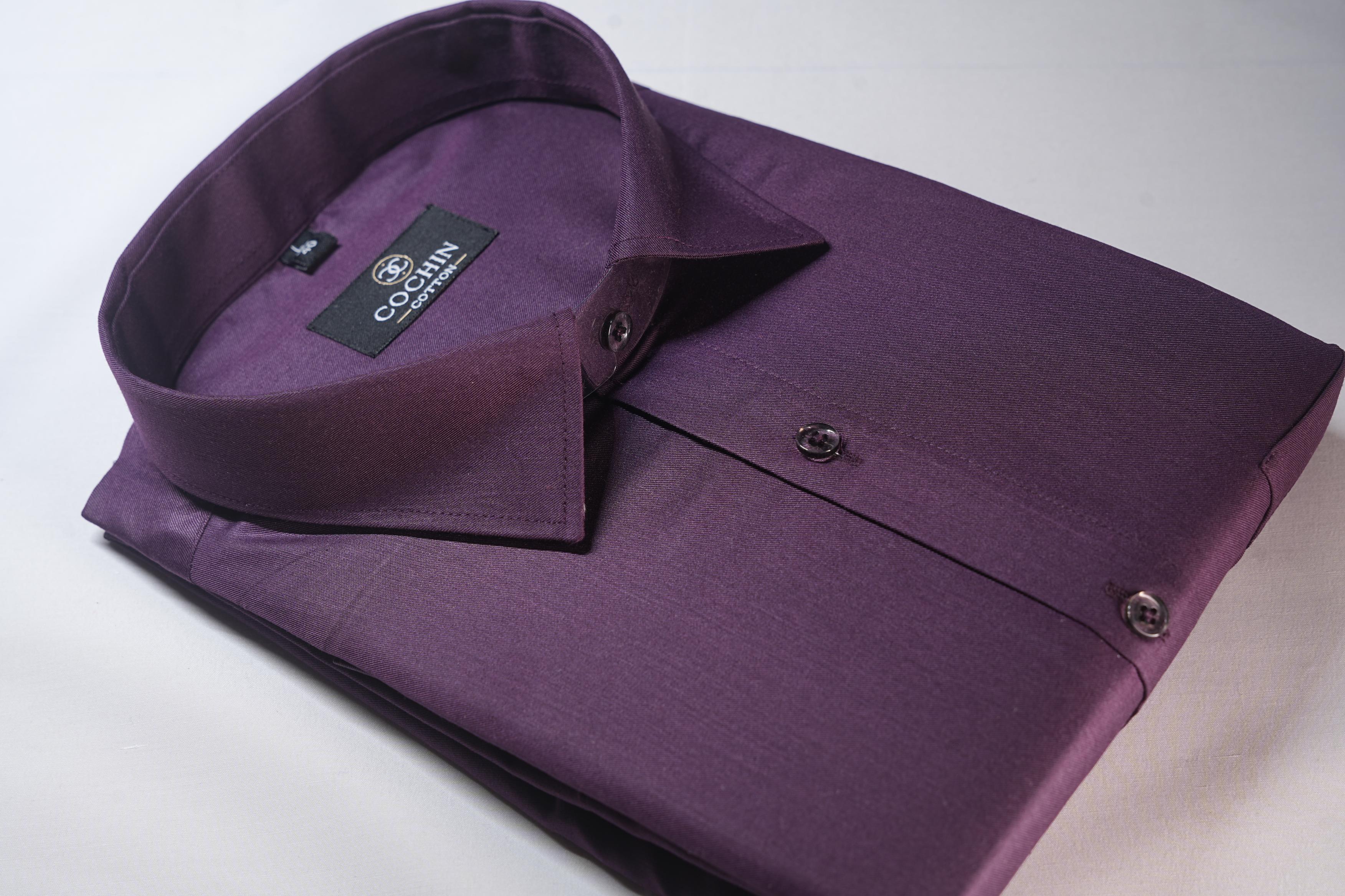 Cochin Cotton Solid Deep Plum Formal Shirt