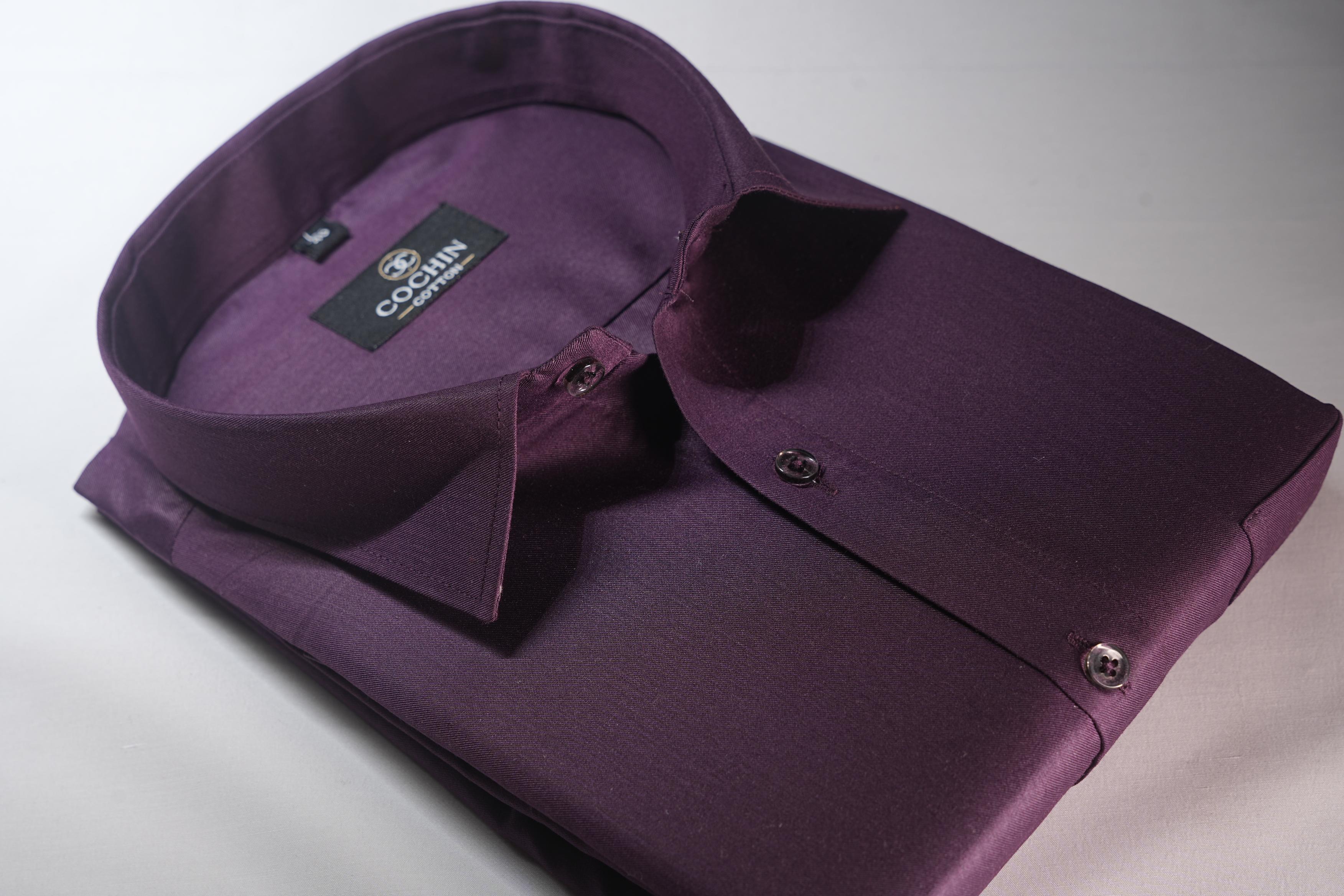 Cochin Cotton Solid Deep Plum Formal Shirt