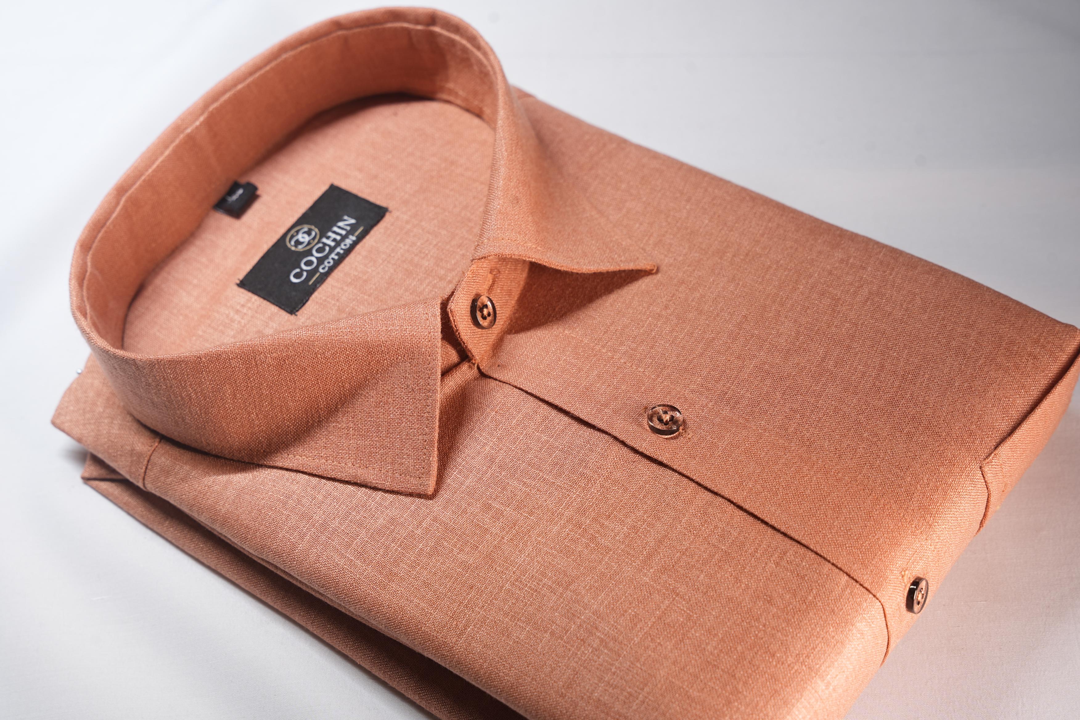 Cochin Cotton Classic Terracotta Orange Linen Shirt