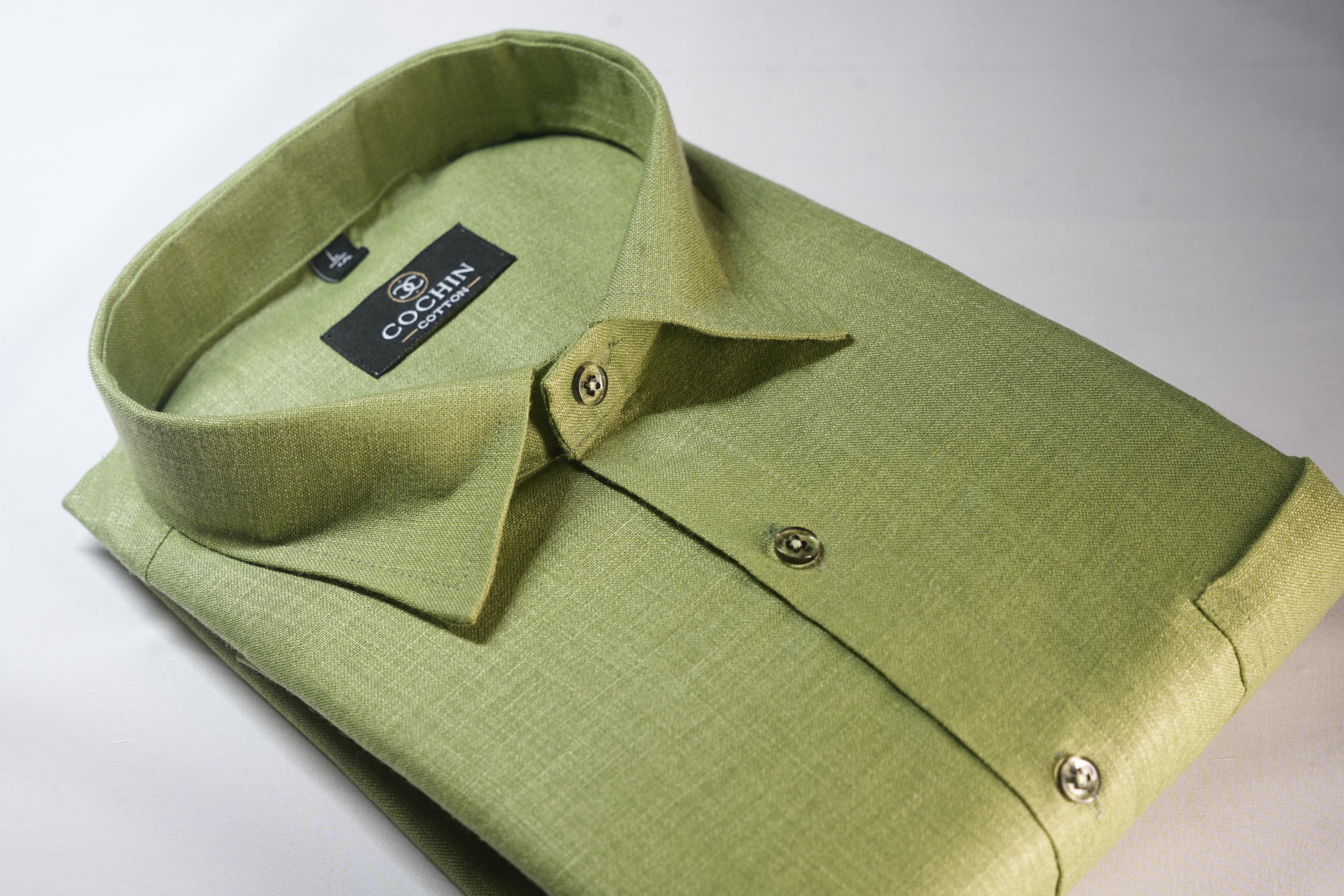Cochin Cotton Classic Olive Green Linen Shirt