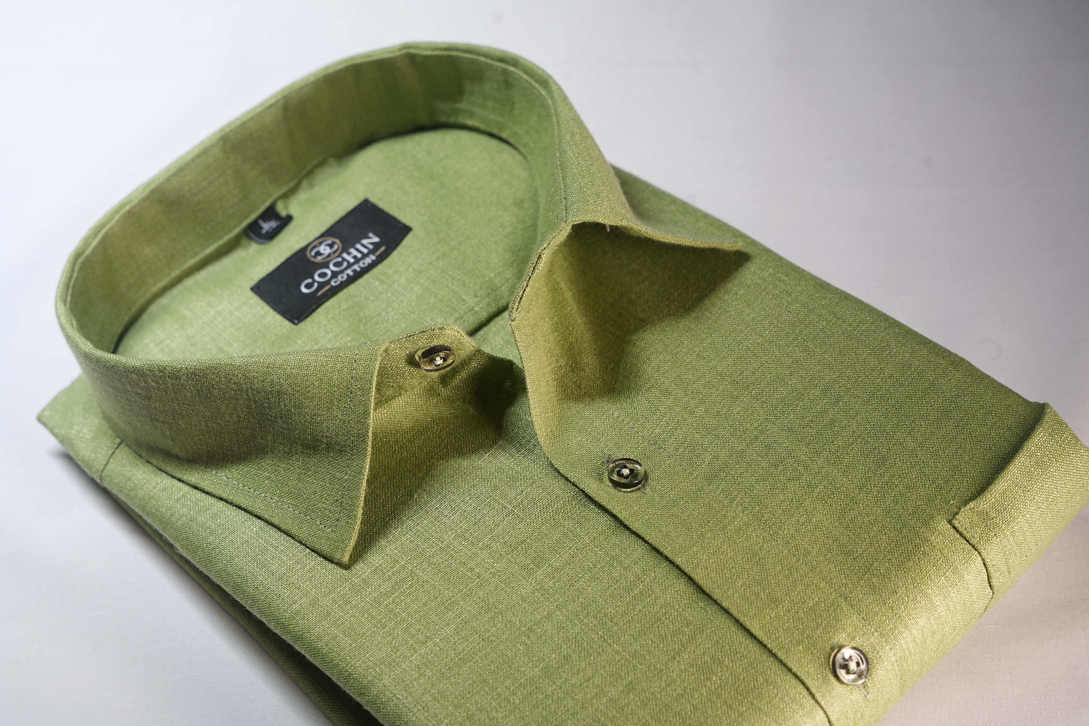 Cochin Cotton Classic Olive Green Linen Shirt