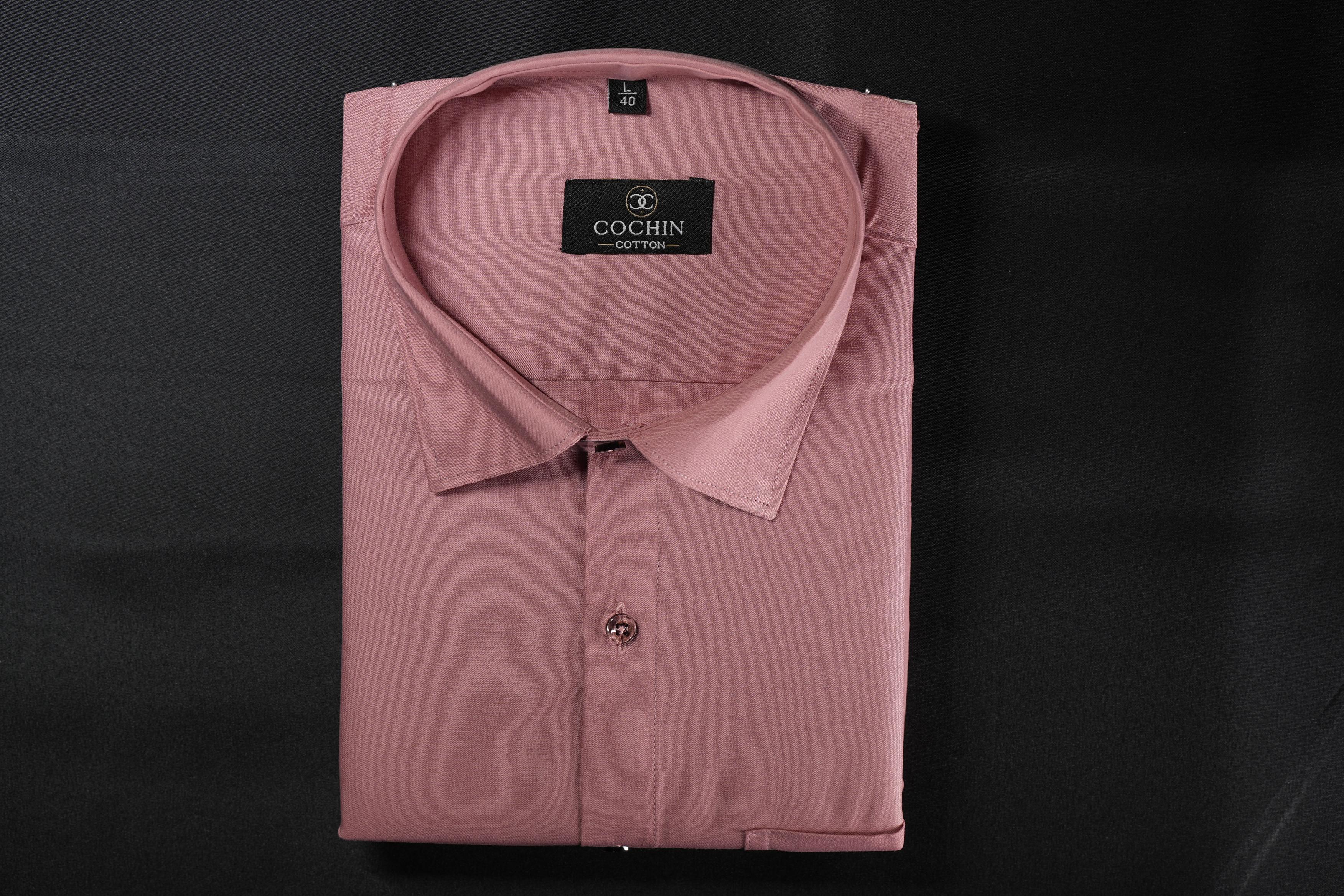 Cochin Cotton Solid Dusty Rose Satin Shirt