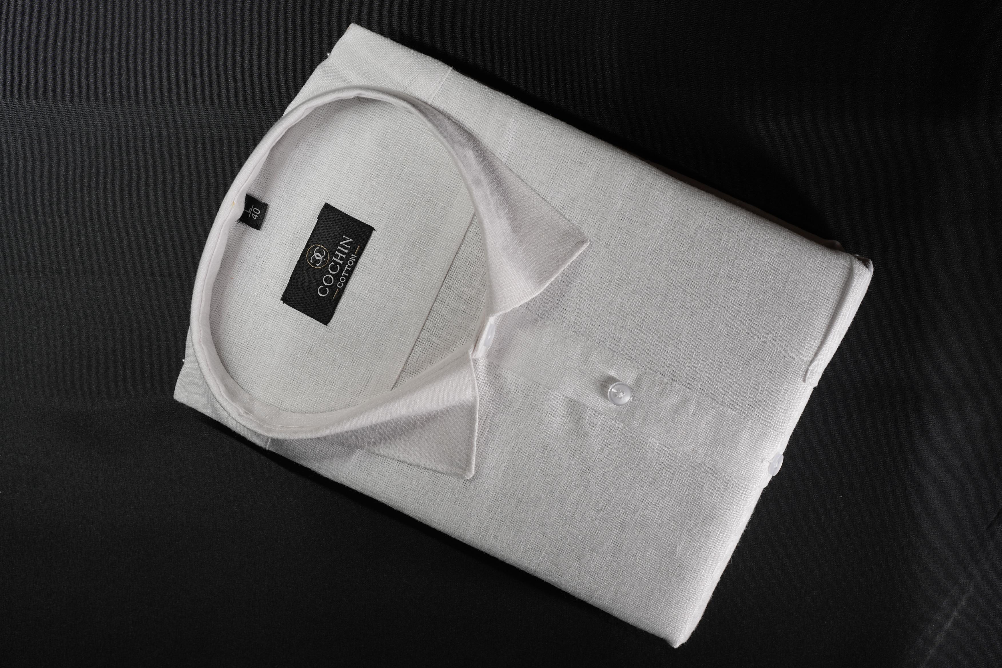 Cochin Cotton Premium White Linen Shirt