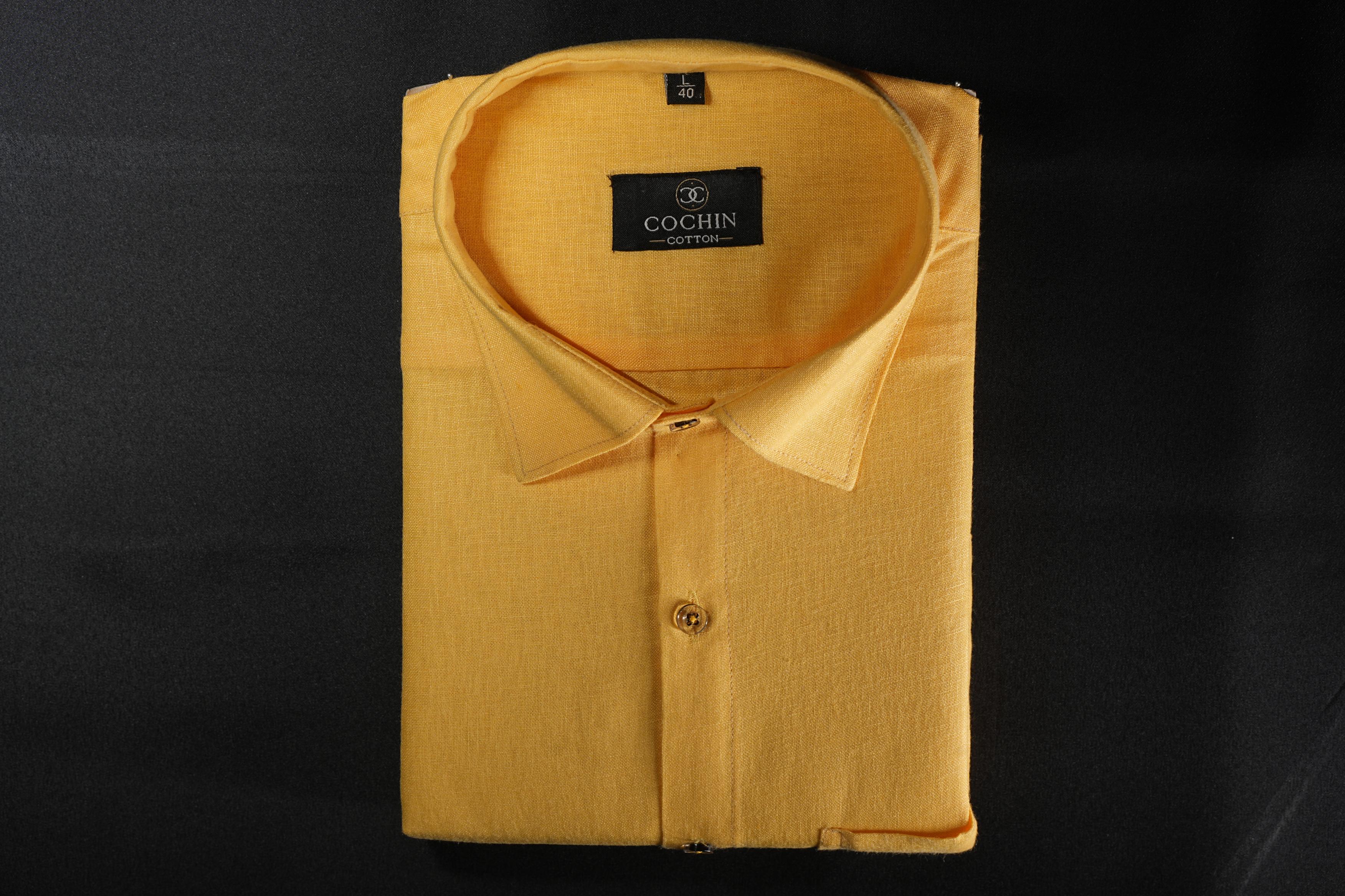 Cochin Cotton Premium Mustard Yellow Linen Shirt