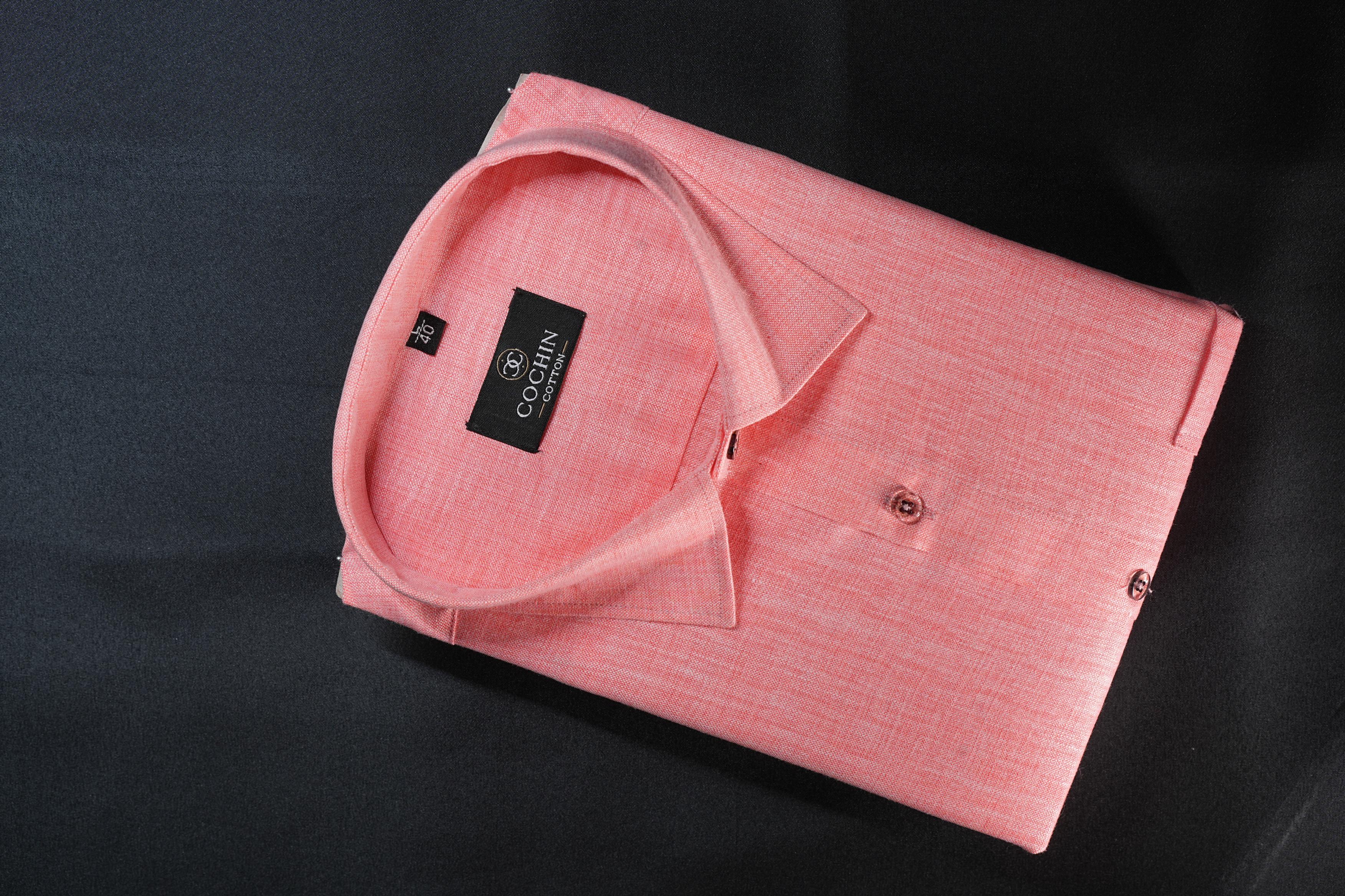 Cochin Cotton Classic Coral Pink Linen Shirt