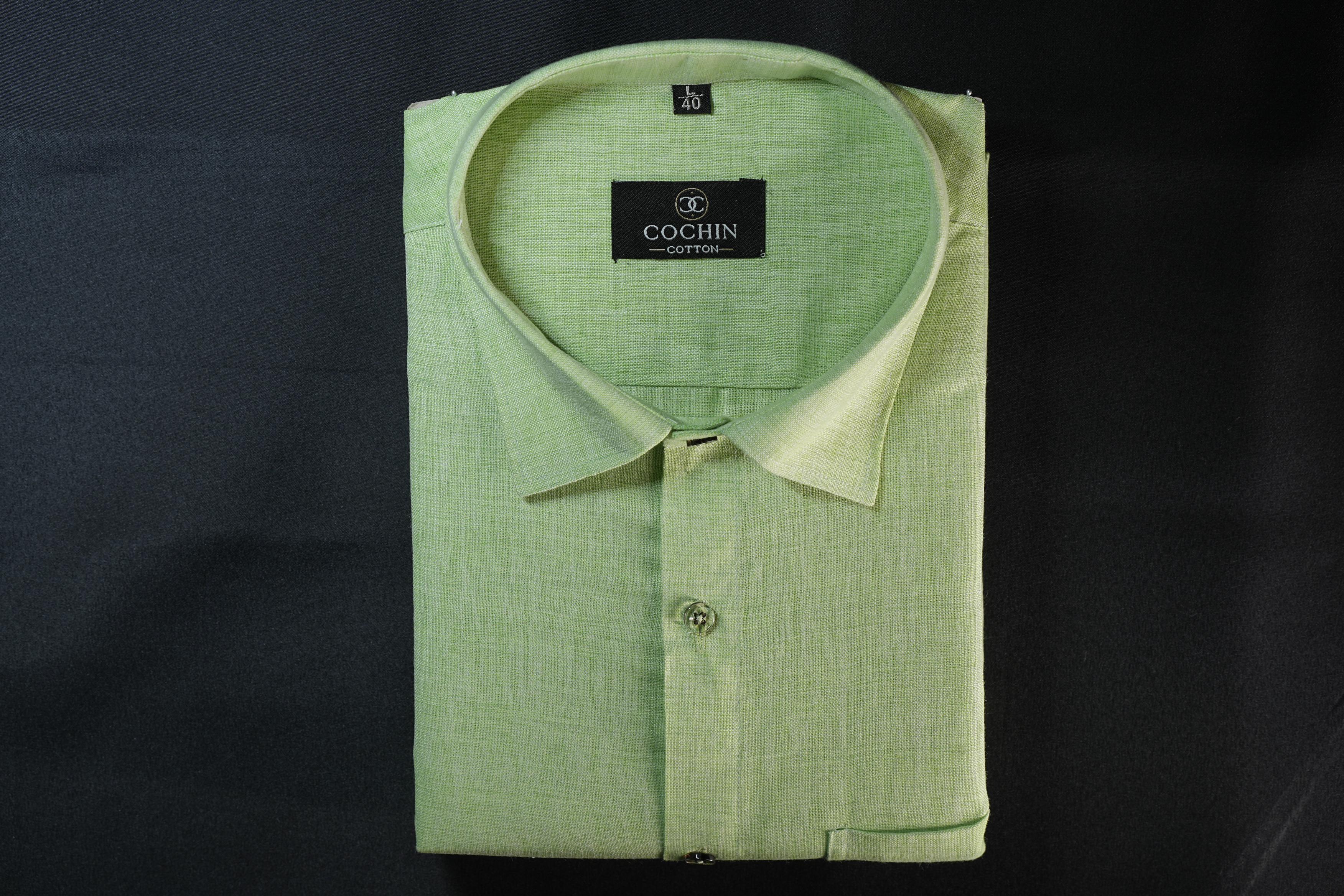 Cochin Cotton Light Green Linen Premium Shirt