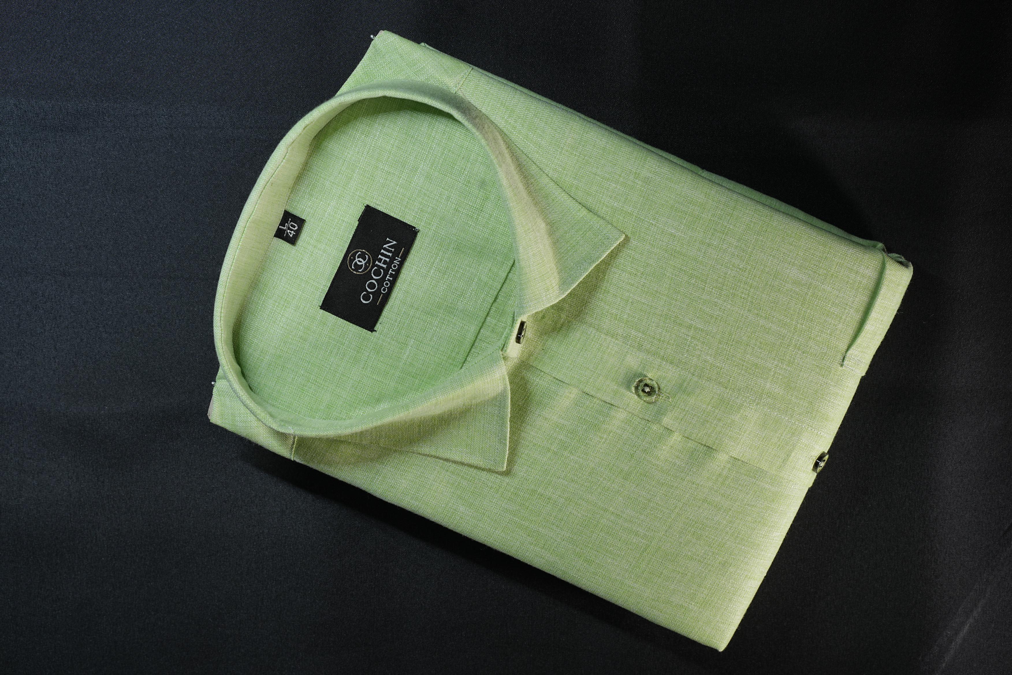 Cochin Cotton Light Green Linen Premium Shirt