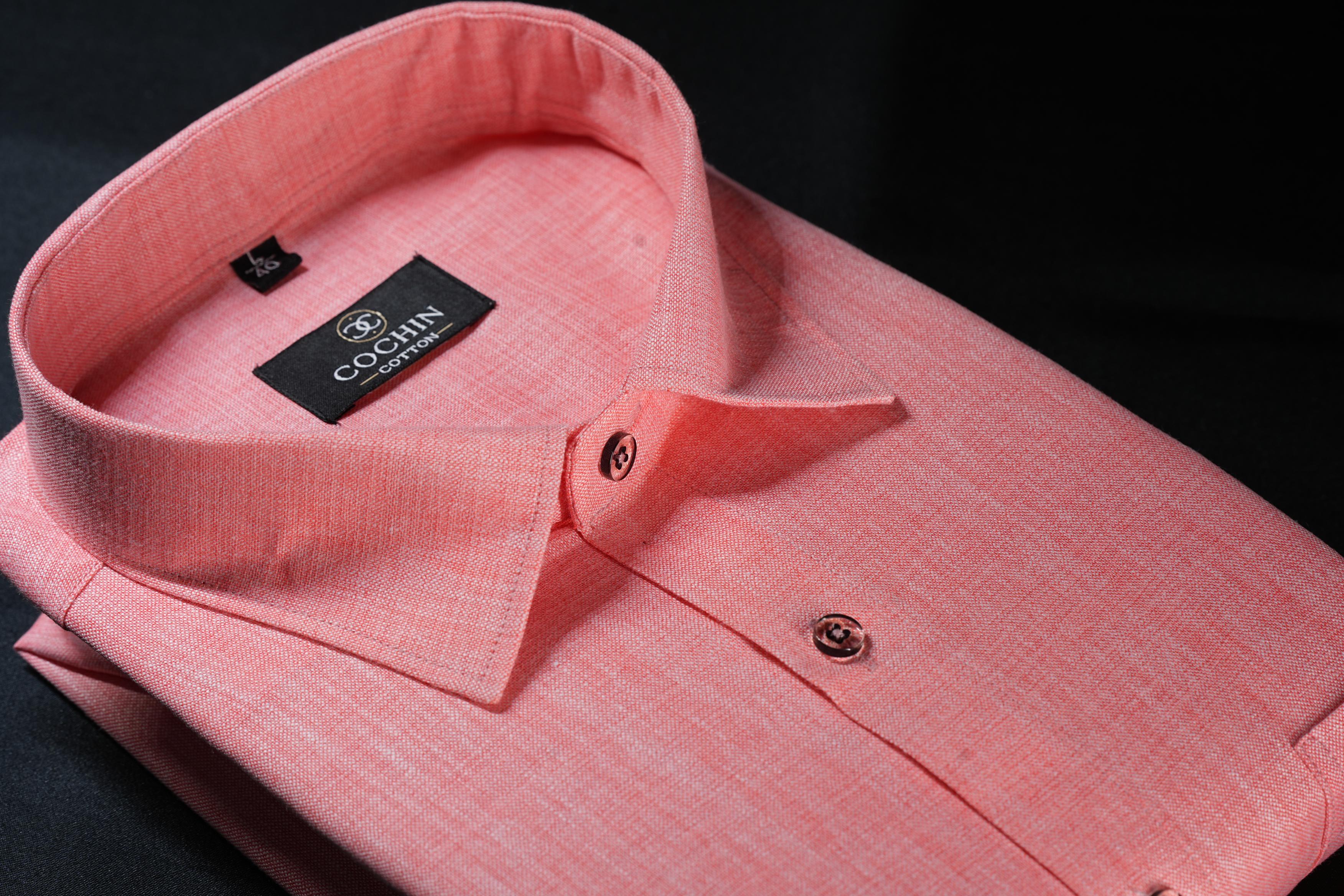 Cochin Cotton Classic Coral Pink Linen Shirt