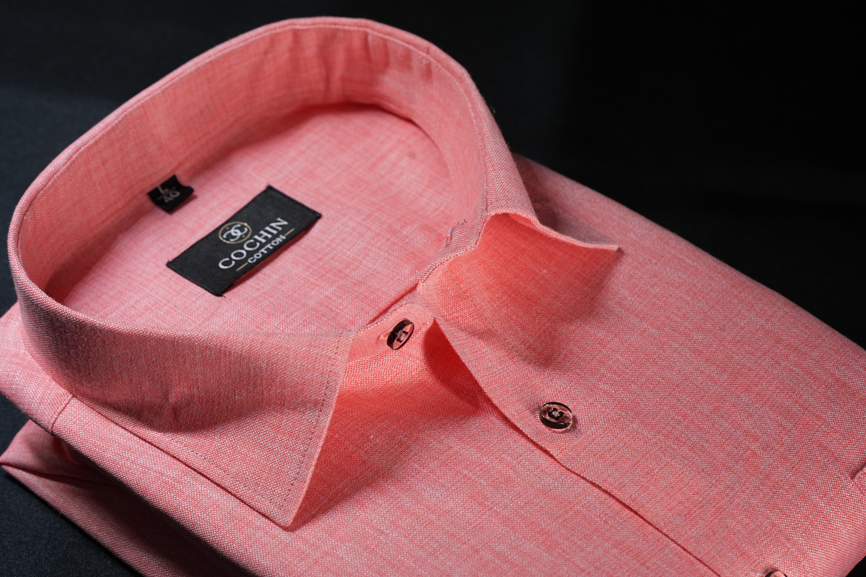 Cochin Cotton Classic Coral Pink Linen Shirt