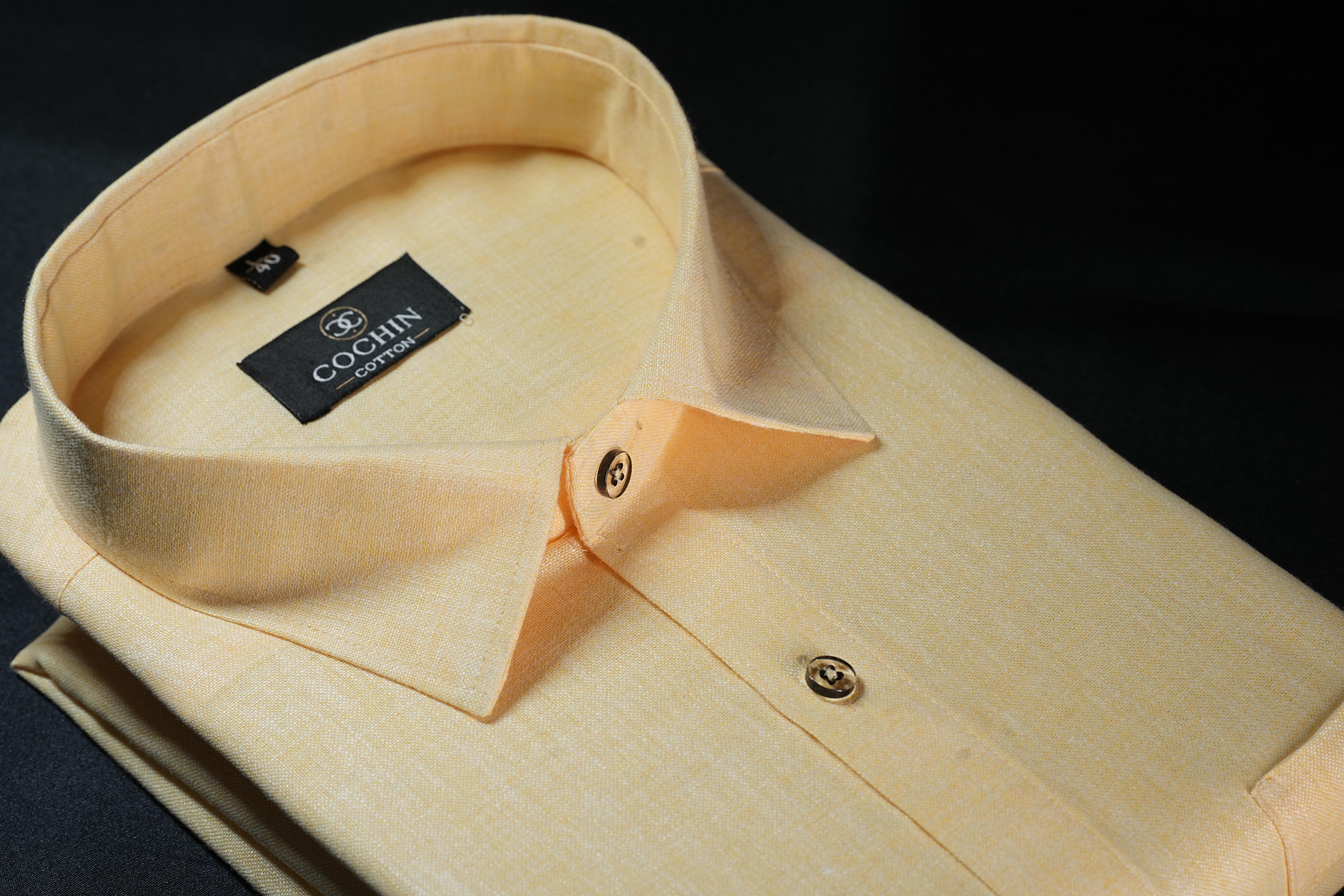 Cochin Cotton Premium Pastel Yellow Linen Shirt