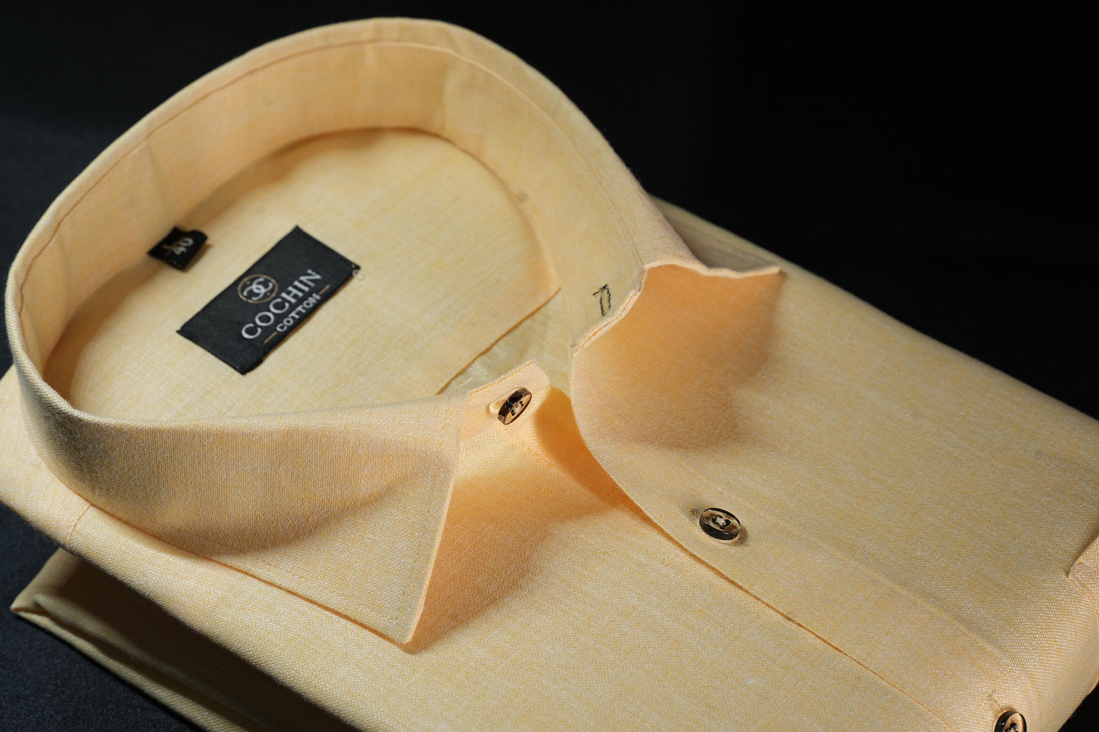 Cochin Cotton Premium Pastel Yellow Linen Shirt