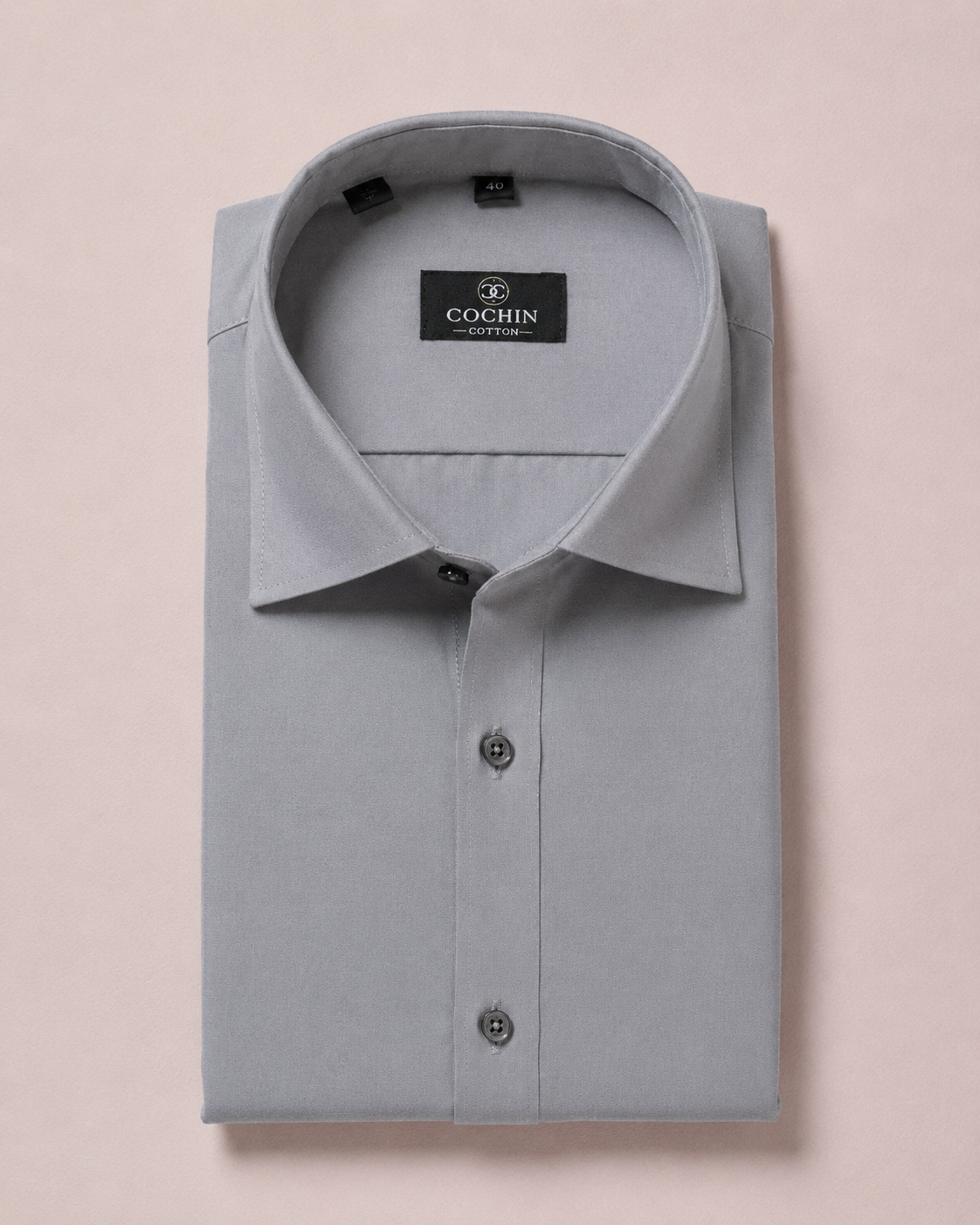 Cochin Cotton Solid Light Grey Formal Shirt