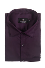 Cochin Cotton Solid Deep Plum Formal Shirt