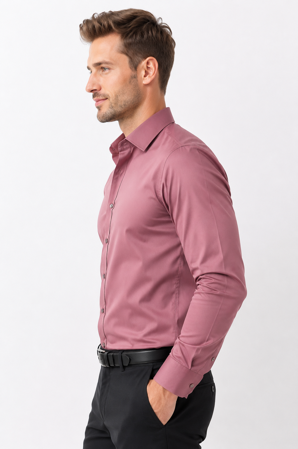 Cochin Cotton Solid Dusty Rose Satin Shirt