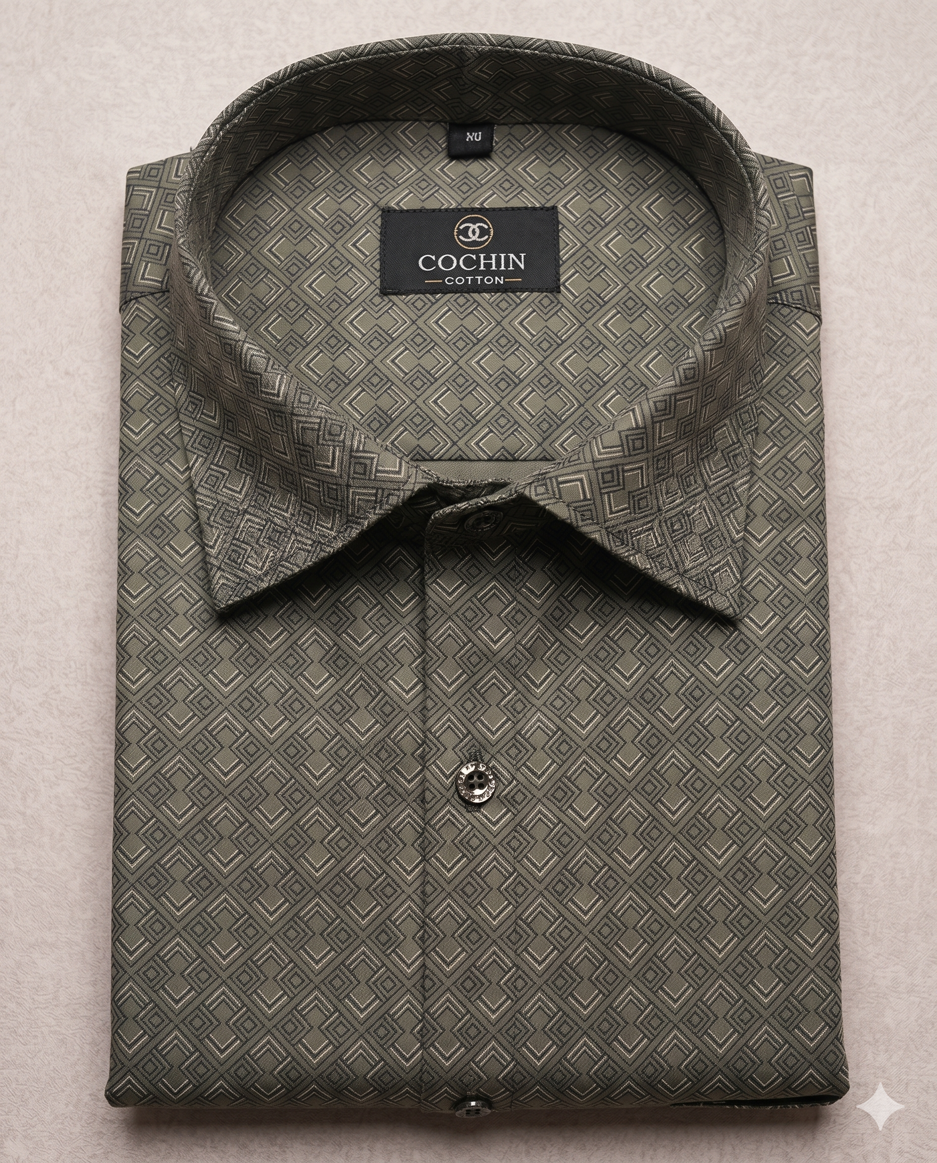 Cochin Cotton Charcoal Geometric Printed Cotton Shirt