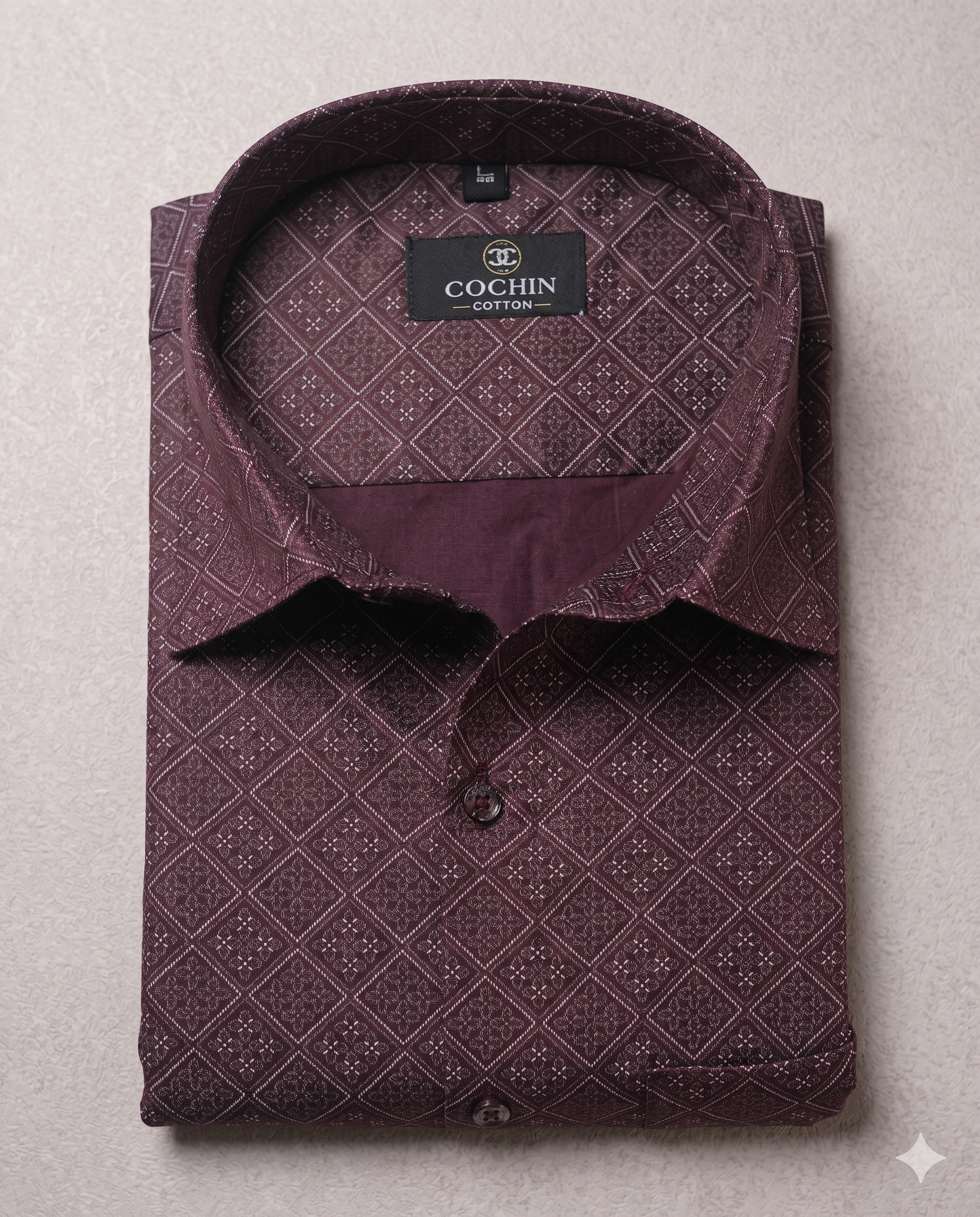 Cochin Cotton Maroon Diamond Printed Cotton Shirt