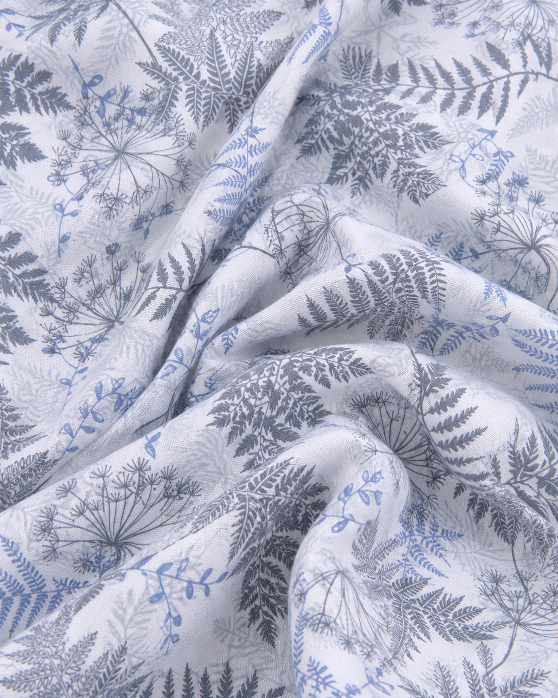 Cochin Cotton Grey-Blue Botanical Printed Cotton Shirt