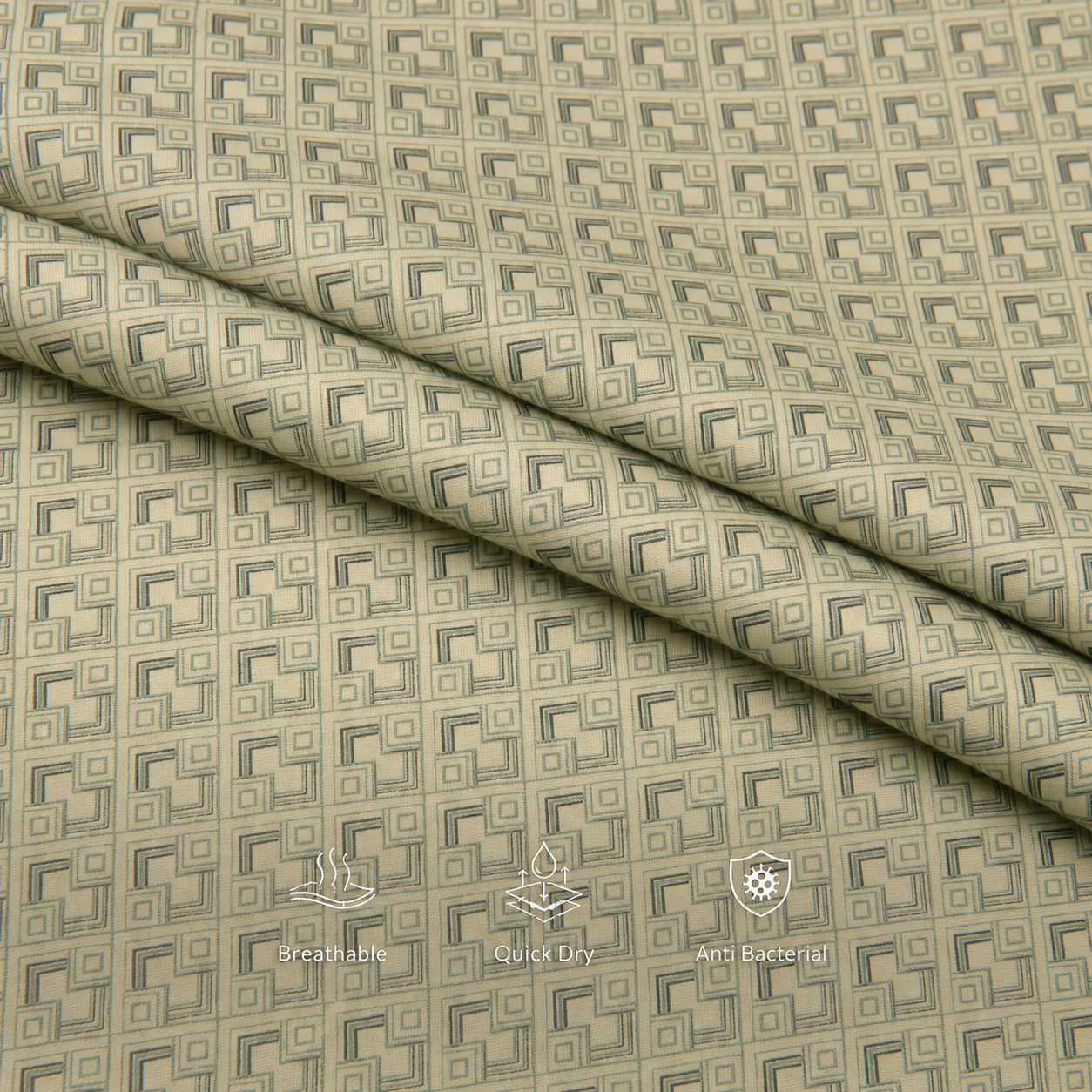 Cochin Cotton Ivory Geometric Printed Cotton Shirt