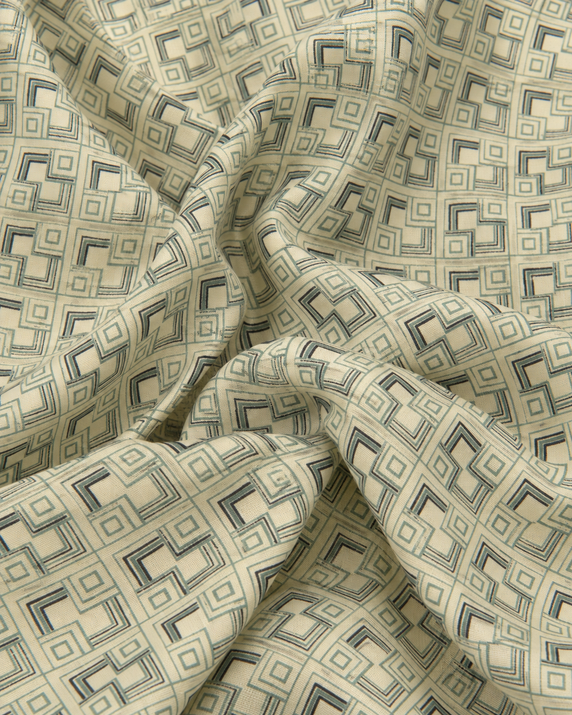 Cochin Cotton Ivory Geometric Printed Cotton Shirt