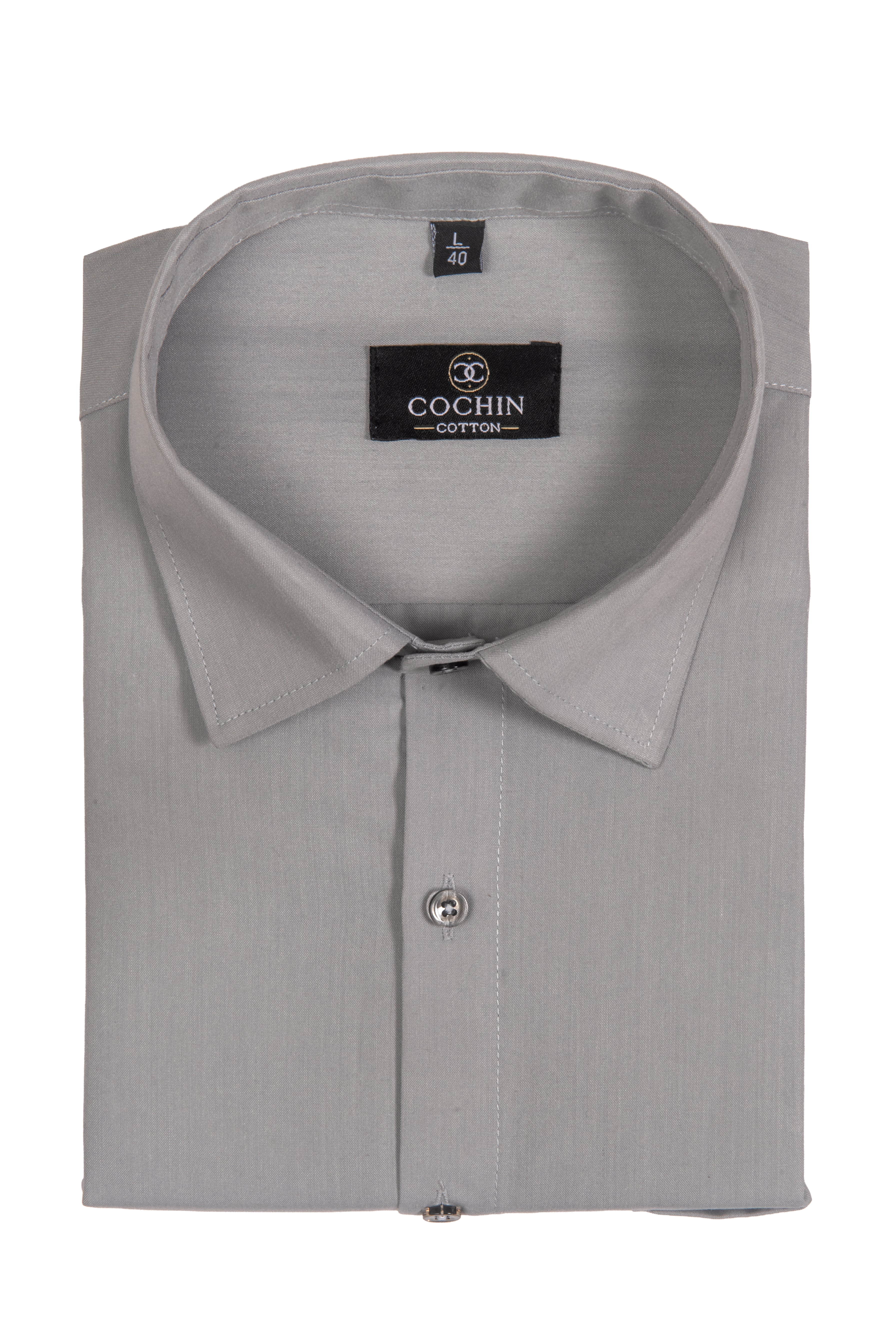 Cochin Cotton Solid Light Grey Formal Shirt
