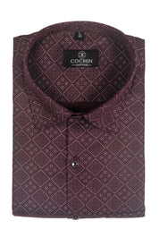 Cochin Cotton Maroon Diamond Printed Cotton Shirt