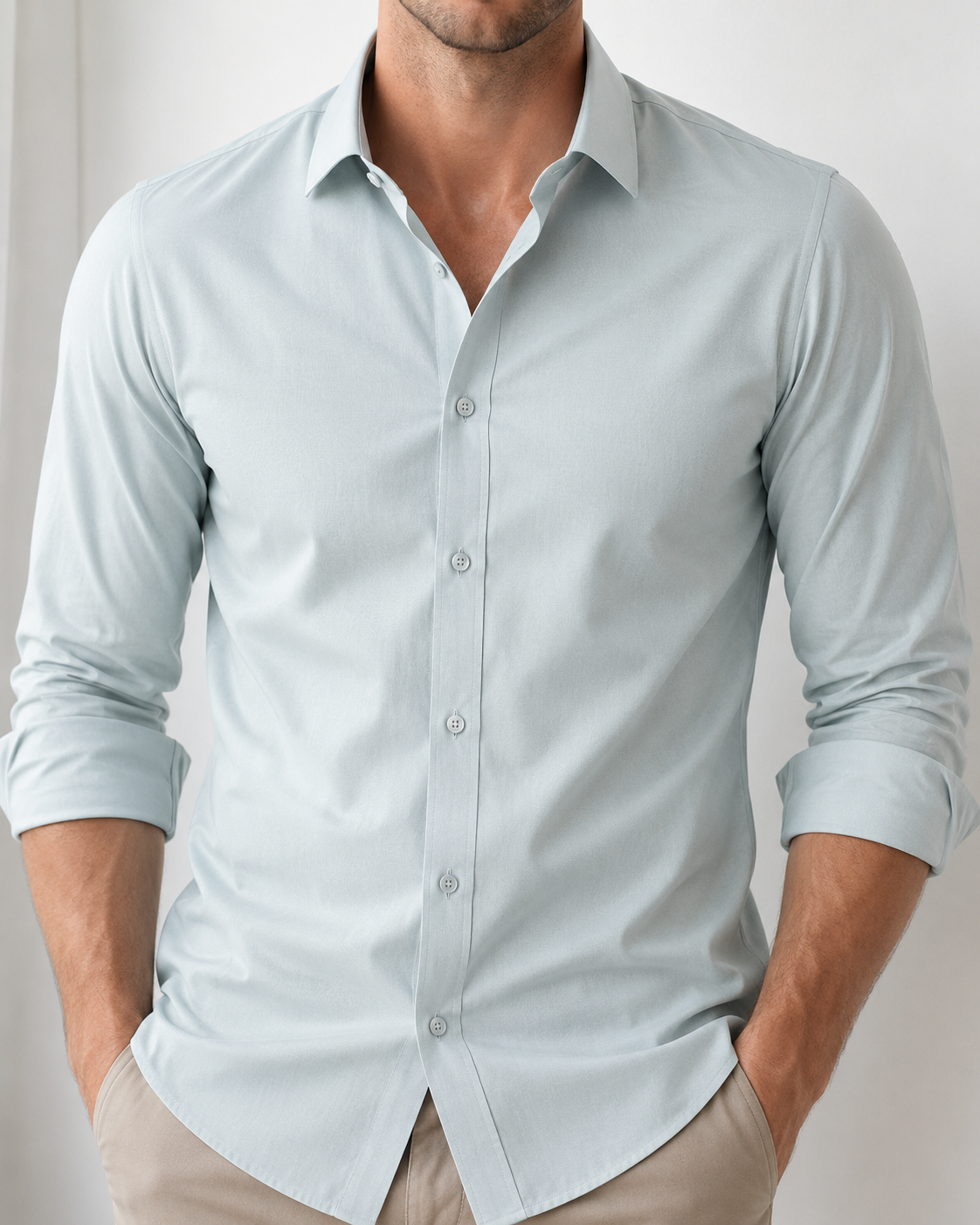Cochin Cotton Solid Mint Green Satin Shirt