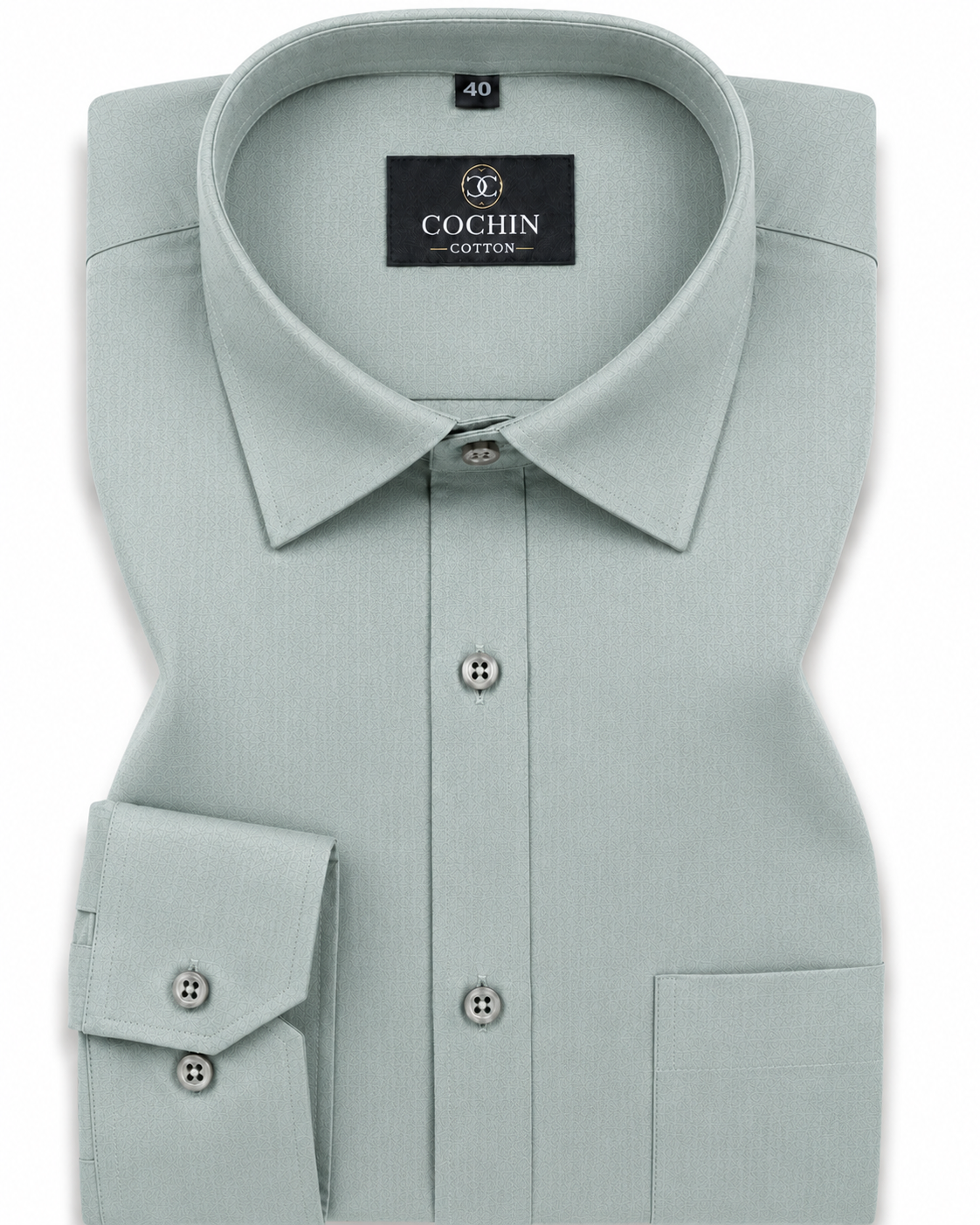 Cochin Cotton Solid Mint Green Satin Shirt