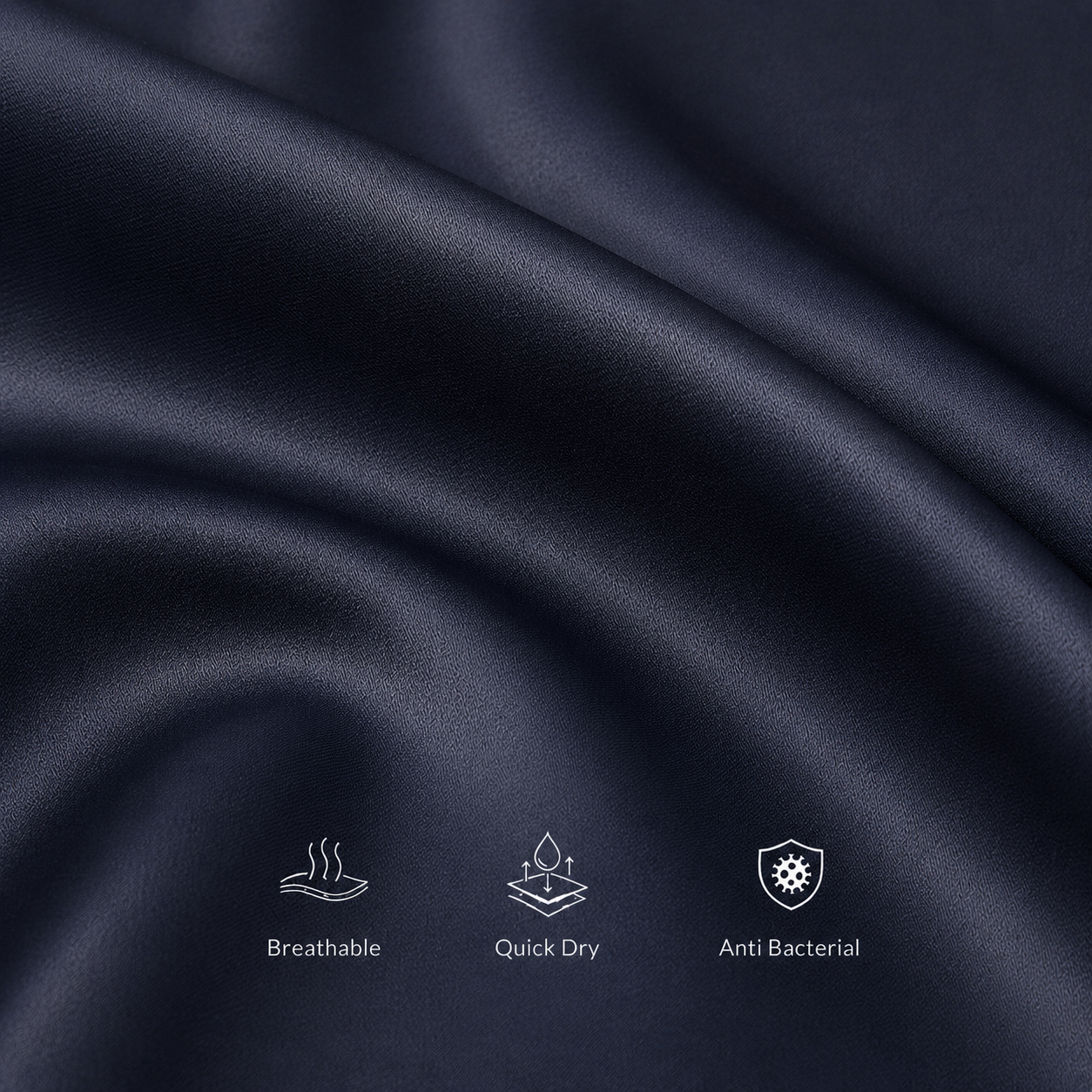 Cochin Cotton Solid Navy Blue Satin Shirt