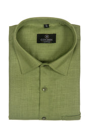 Cochin Cotton Classic Olive Green Linen Shirt