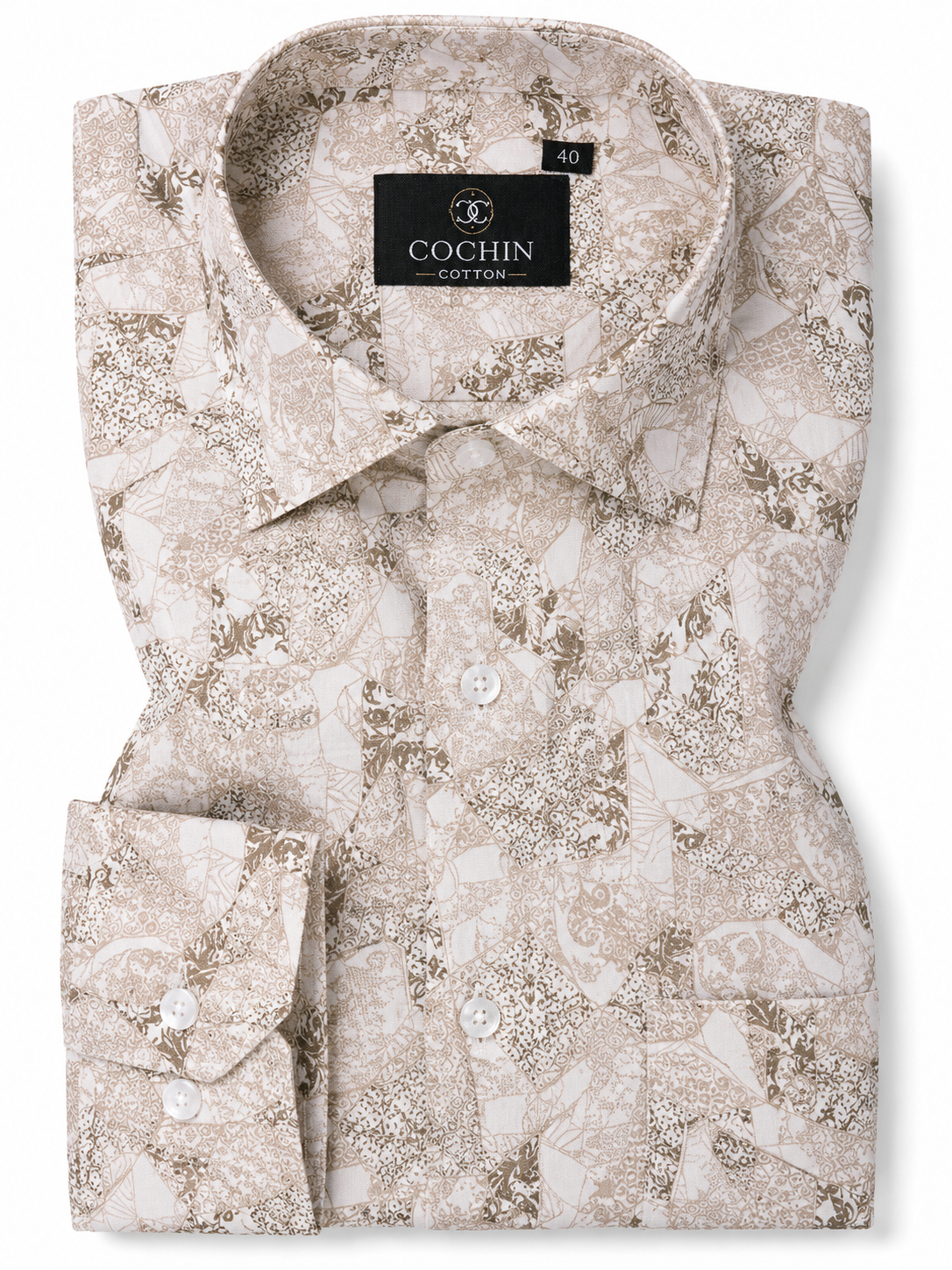 Floral patterned shirt with 'Cochin' label on a white background
