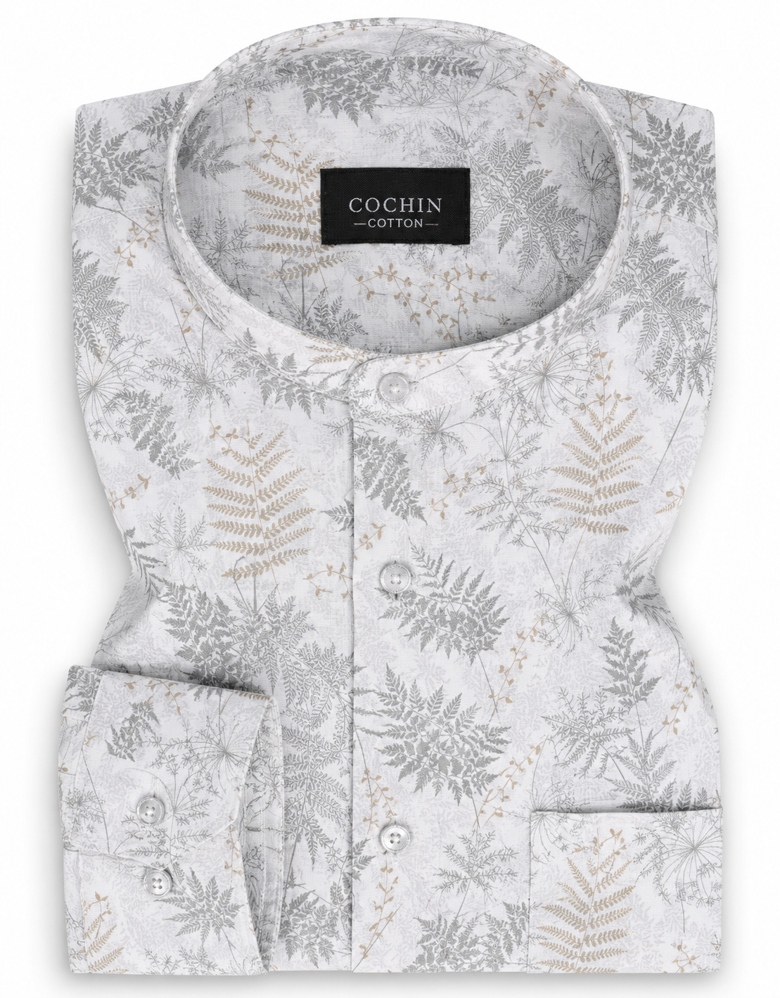 Floral patterned vest with 'Cochin Cotton' label on a white background