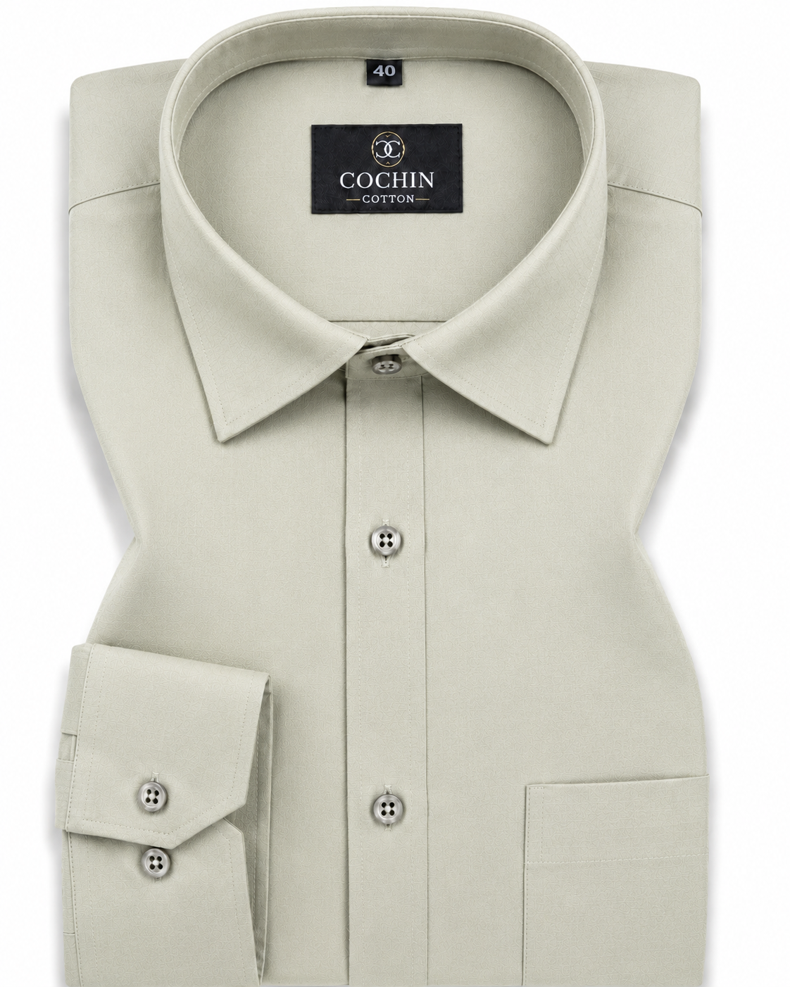 Cochin Cotton Solid Sage Green Satin Shirt