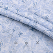 Cochin Cotton Sky Blue Patchwork Printed Cotton Shirt