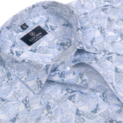 Cochin Cotton Sky Blue Patchwork Printed Cotton Shirt