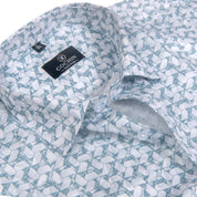 Cochin Cotton Aqua Geometric Printed Cotton Shirt