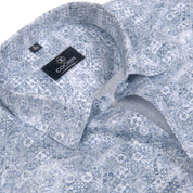 Cochin Cotton Sky Blue Mosaic Printed Cotton Shirt