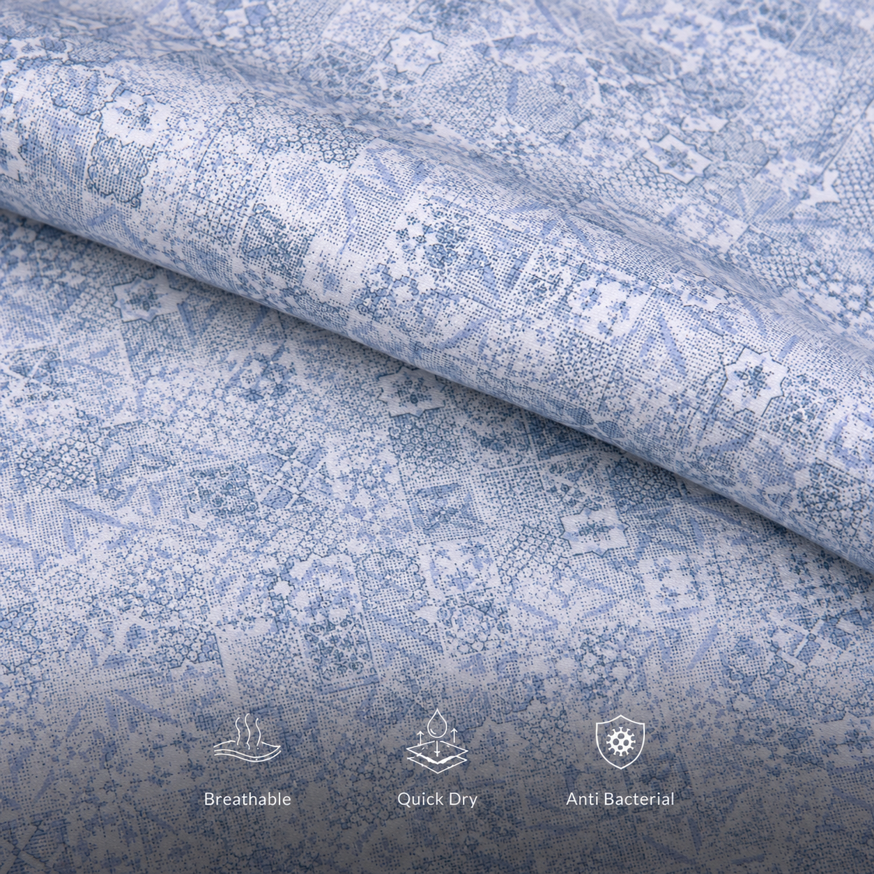 Cochin Cotton Sky Blue Mosaic Printed Cotton Shirt