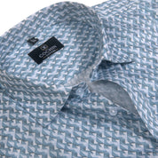 Cochin Cotton Sky Blue Geometric Printed Cotton Shirt