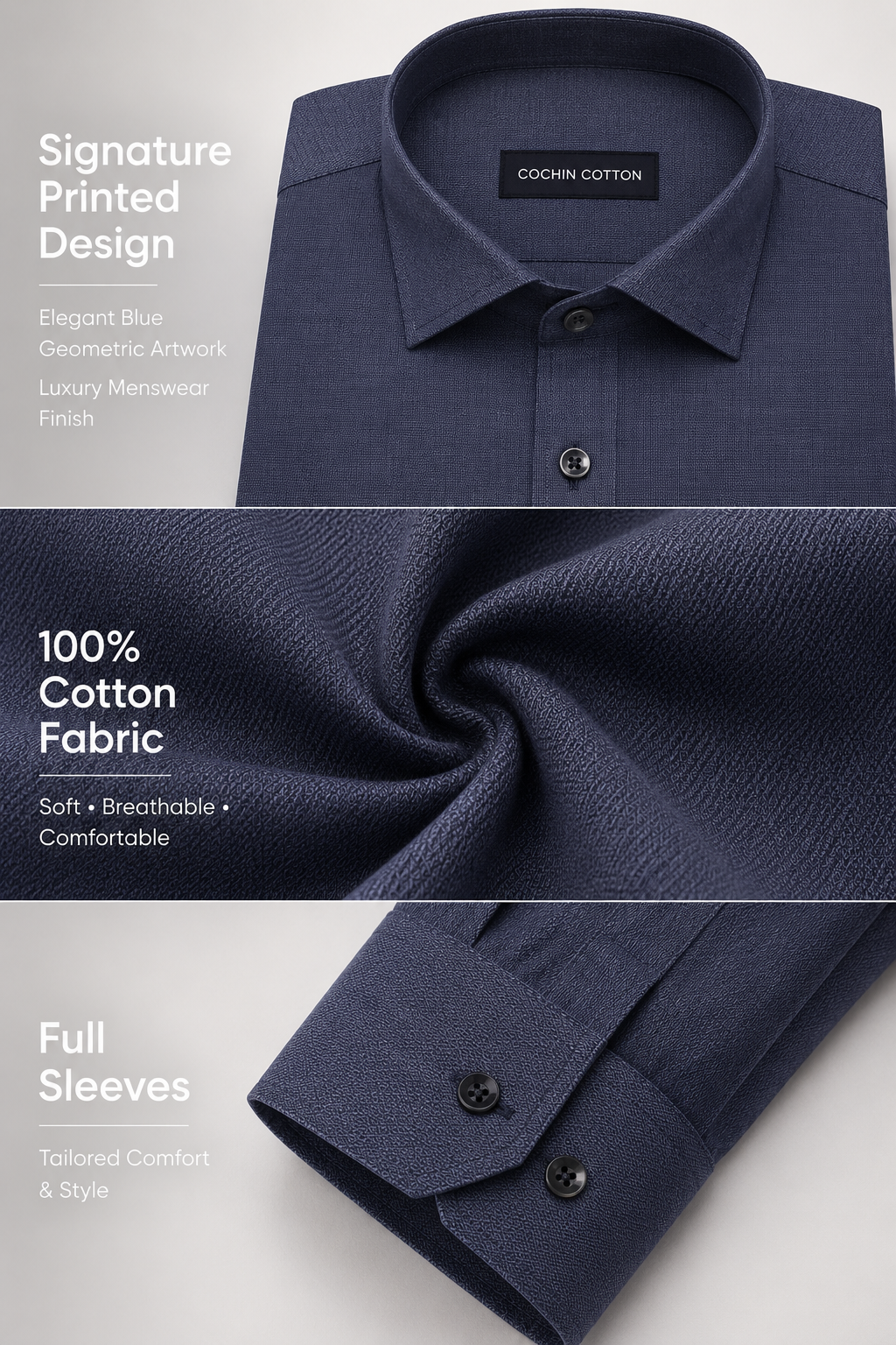 Cochin Cotton Solid Slate Grey Satin Shirt